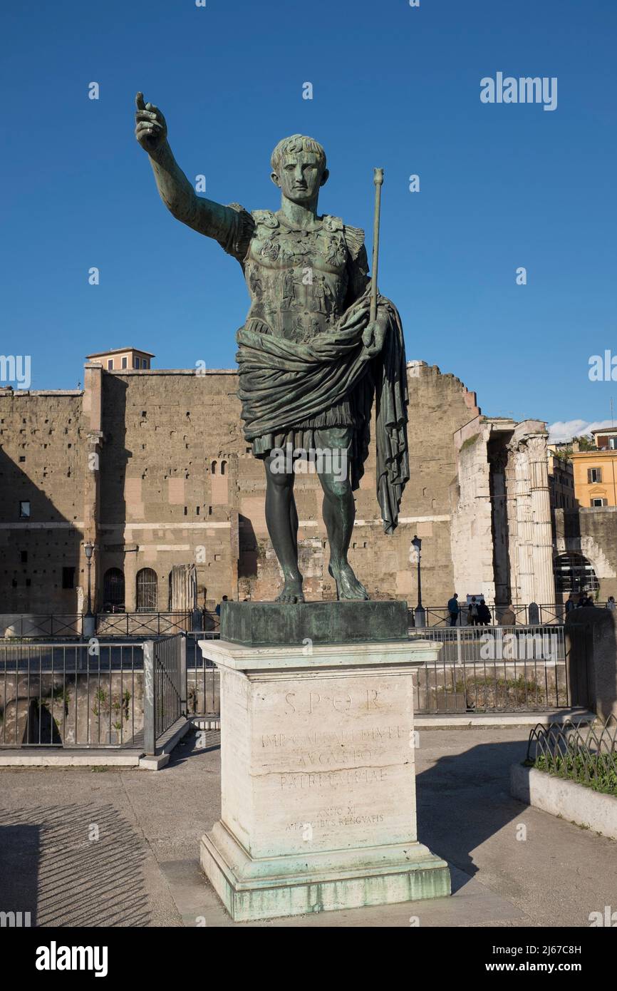 Statue of Augustus outside the Roman Forum Rome Italy Stock Photo