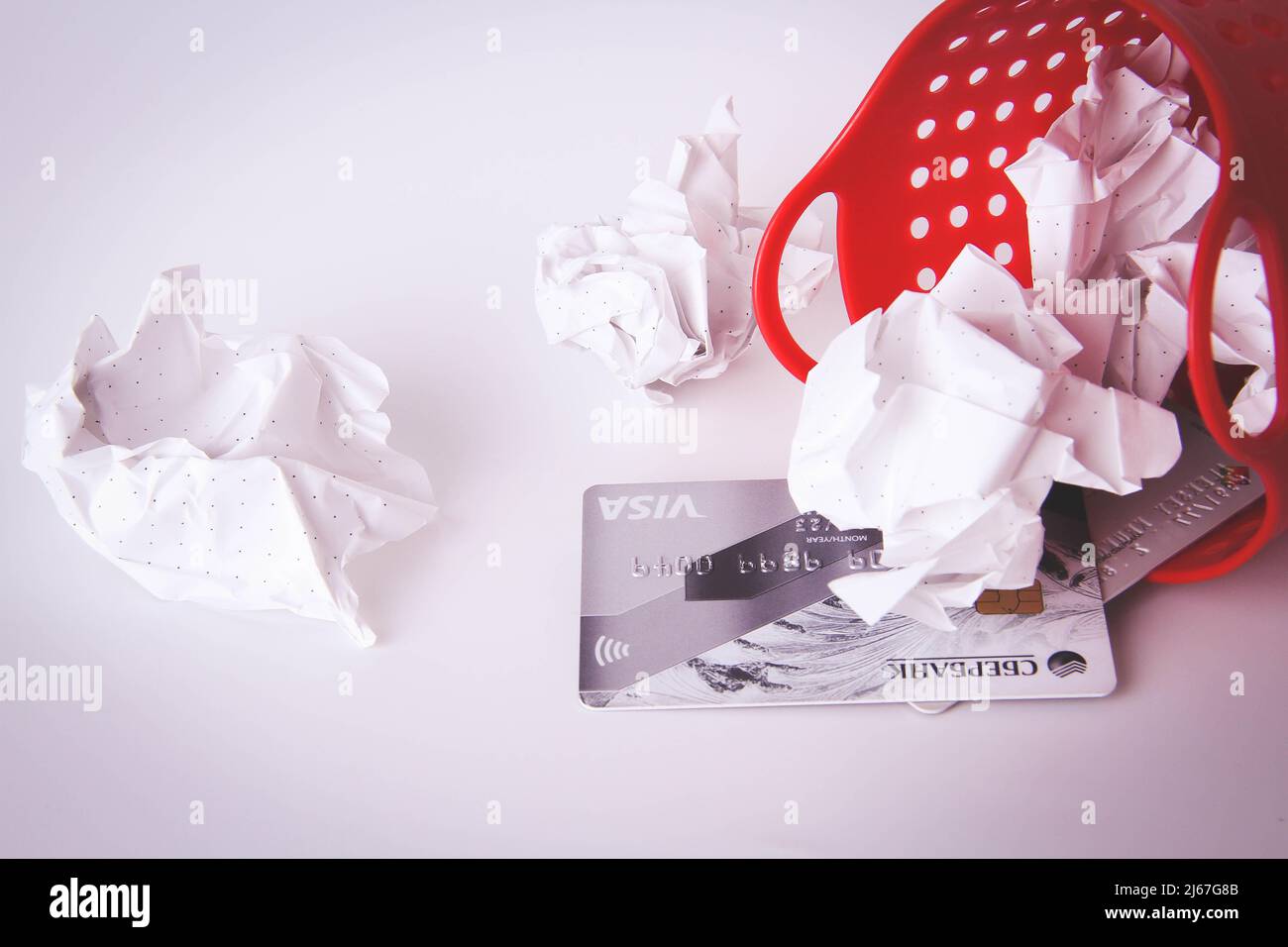Bank card in the trash. Cancellation of the payment system. Switching ...