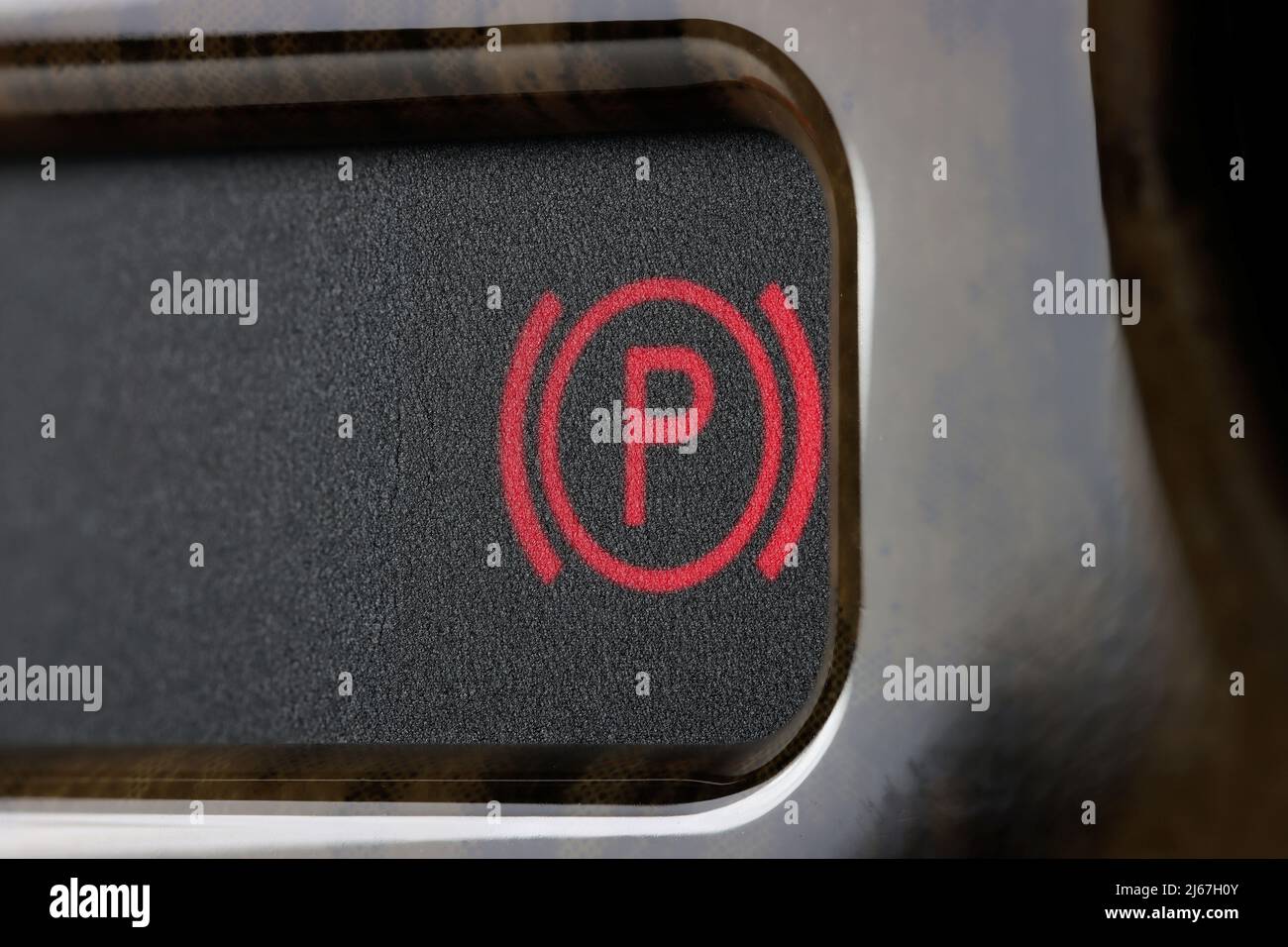 parking brake control light in car dashboard Stock Photo Alamy