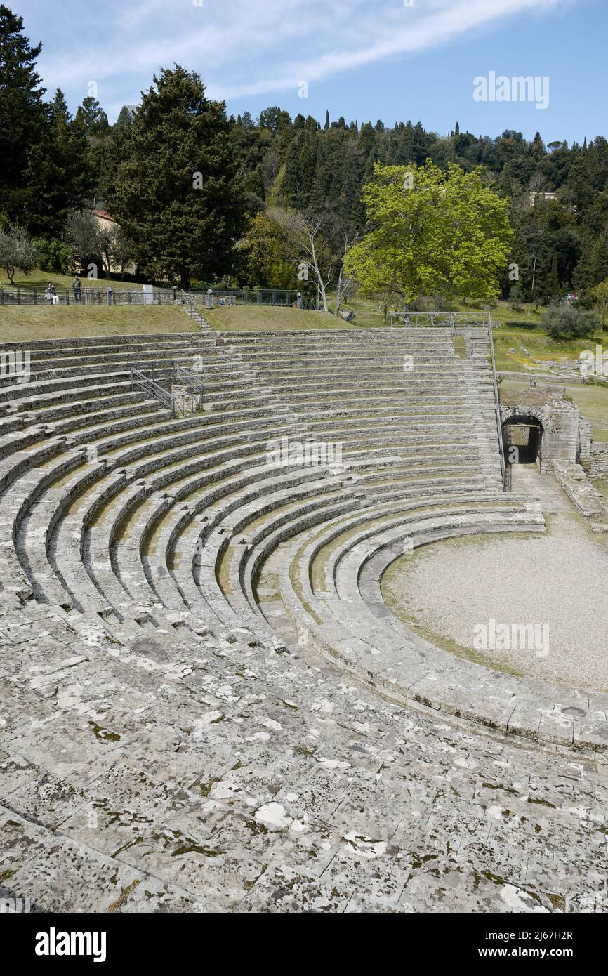 Roman theatre of Fiesole, near Florence, Tuscany, Italy, April 2022 Stock Photo
