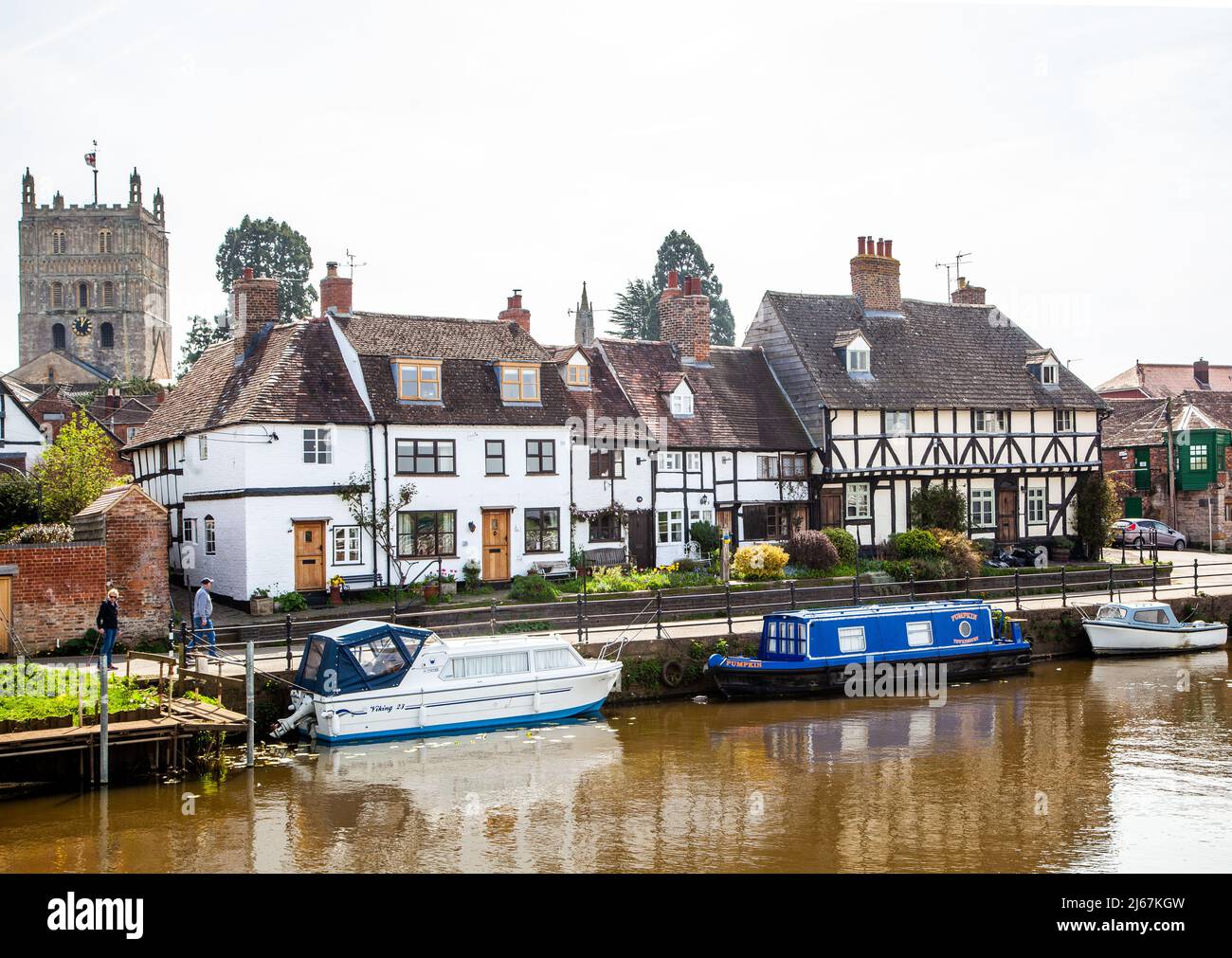 The medieval market town Tewkesbury Gloucestershire, England. with a ...