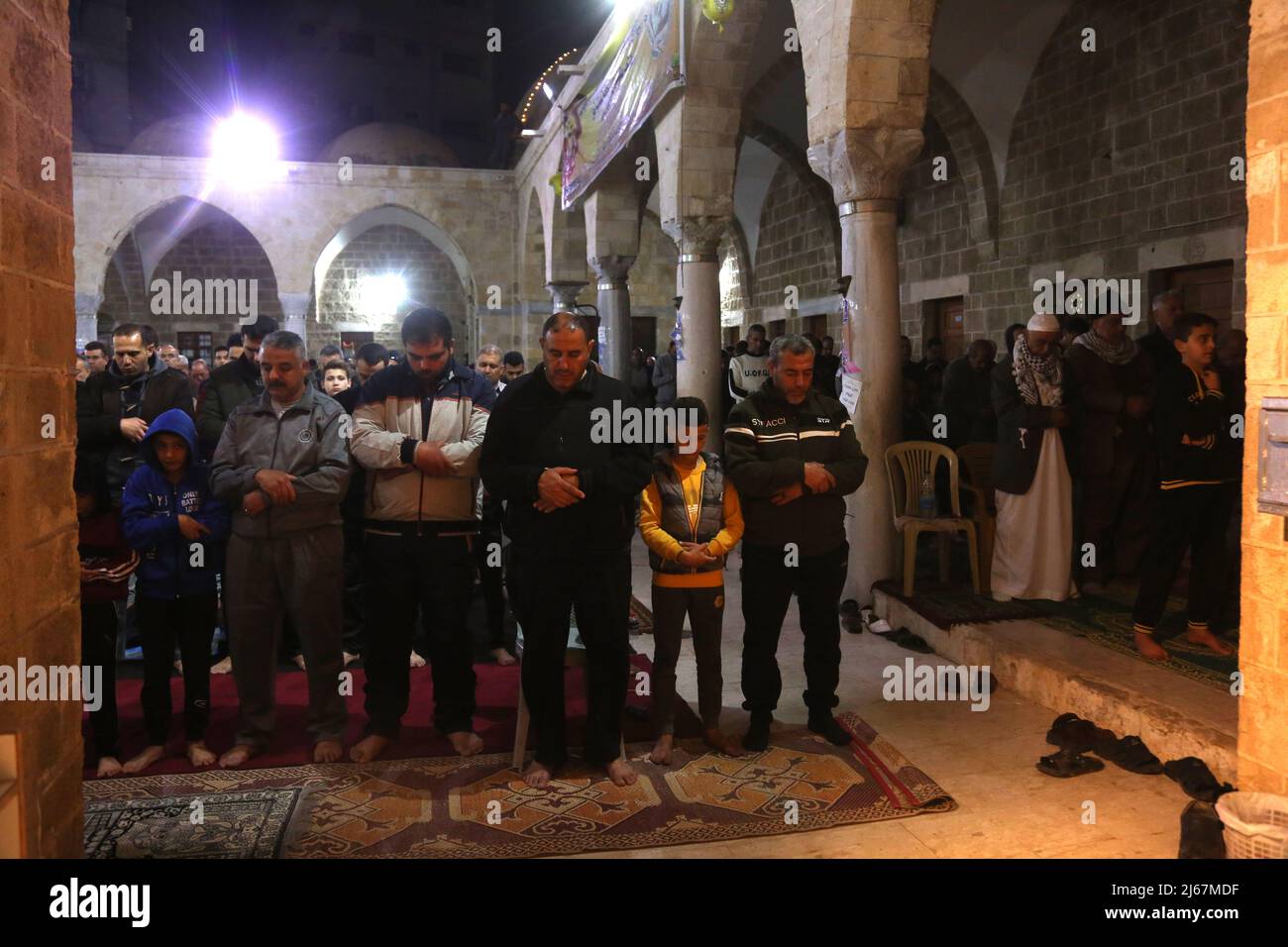 April 28, 2022, Gaza, Gaza Strip, Palestine: Palestinian Devotees Pray ...