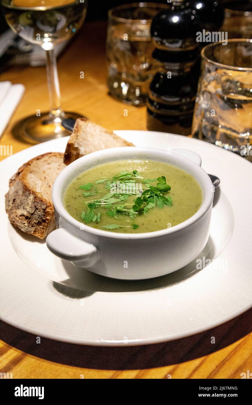 Roast garlic and parsley soup at Lussmanns Sustainable Kitchen
