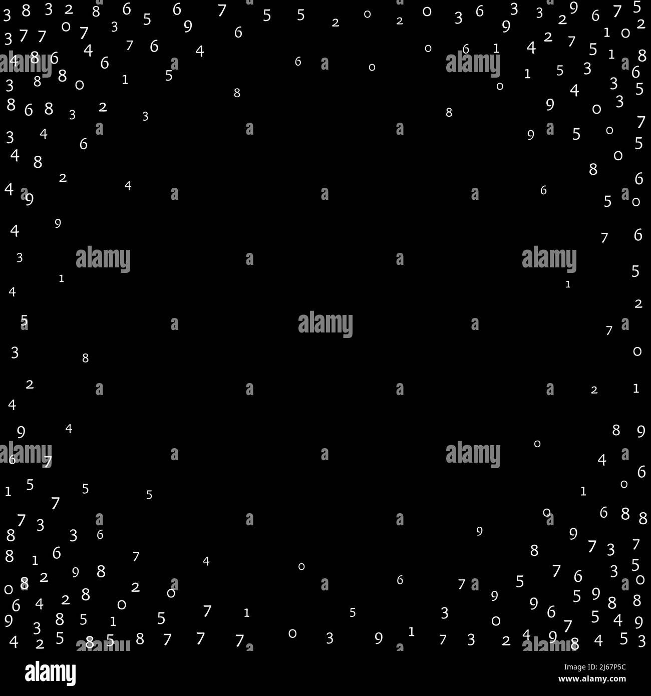 Falling numbers, big data concept. Binary white orderly flying digits ...