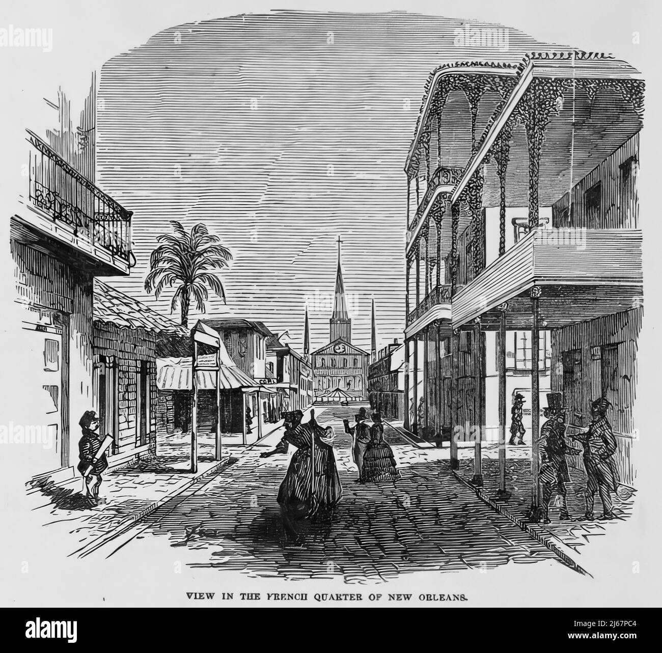 View in the French Quarter of New Orleans, in the American Civil War