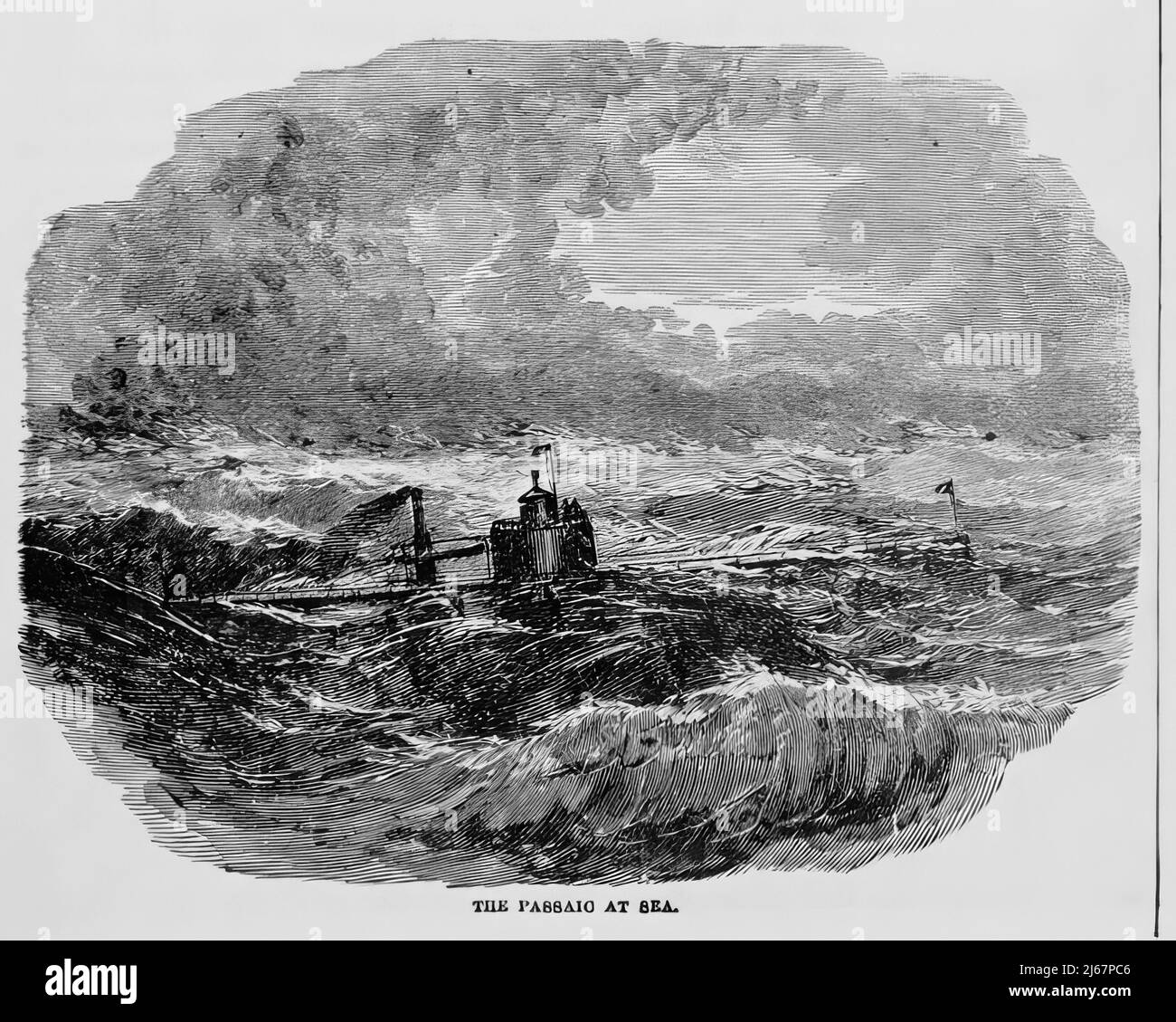 The USS Passaic at Sea, in the American Civil War. 19th century illustration Stock Photo
