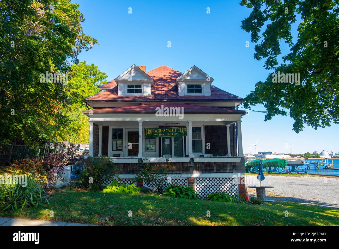 Edgewood Yacht Club at 1 Shaw Avenue by Providence River in city of