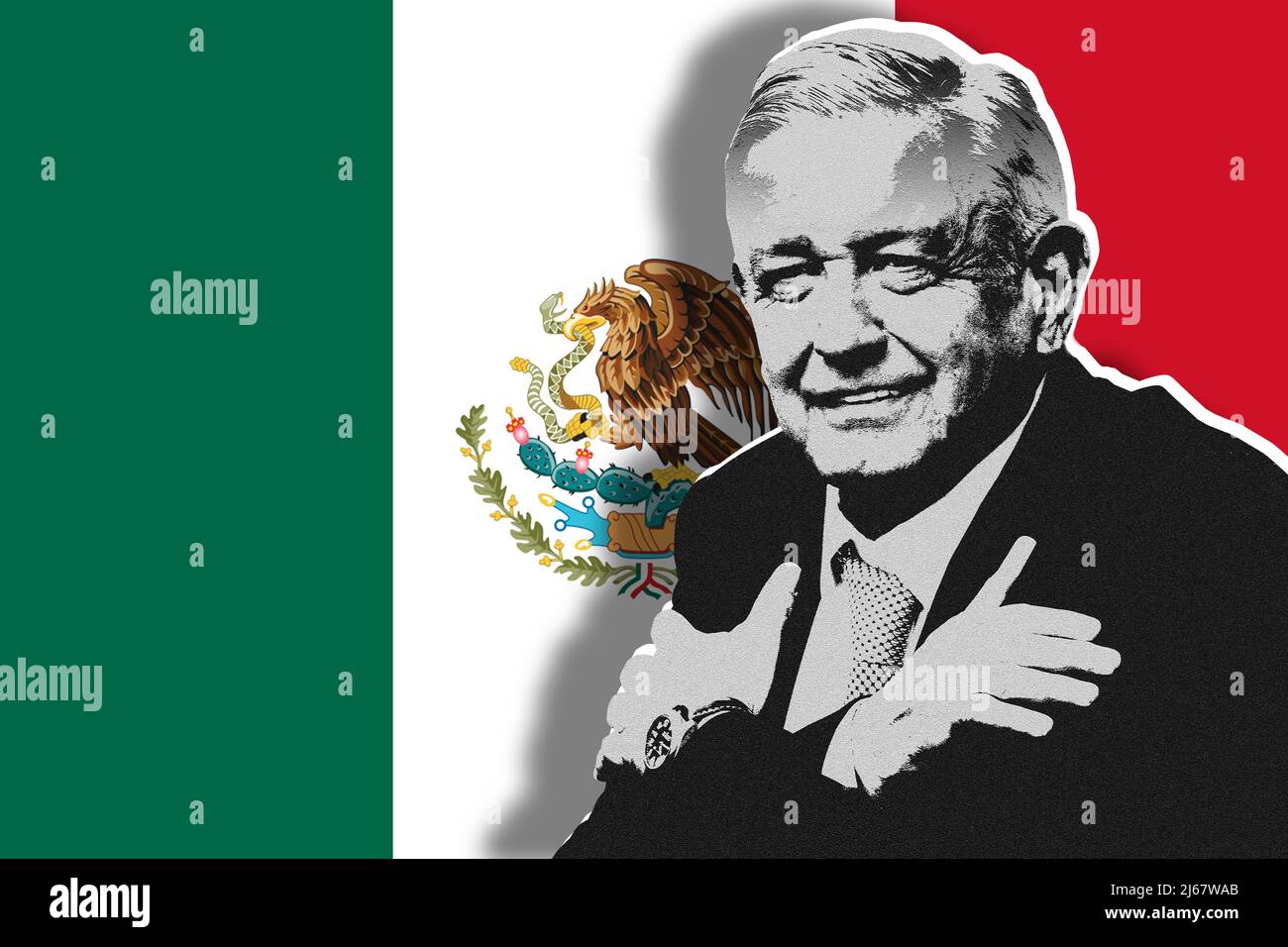 Andrés Manuel López Obrador (AMLO) and flag of Mexico Stock Photo - Alamy
