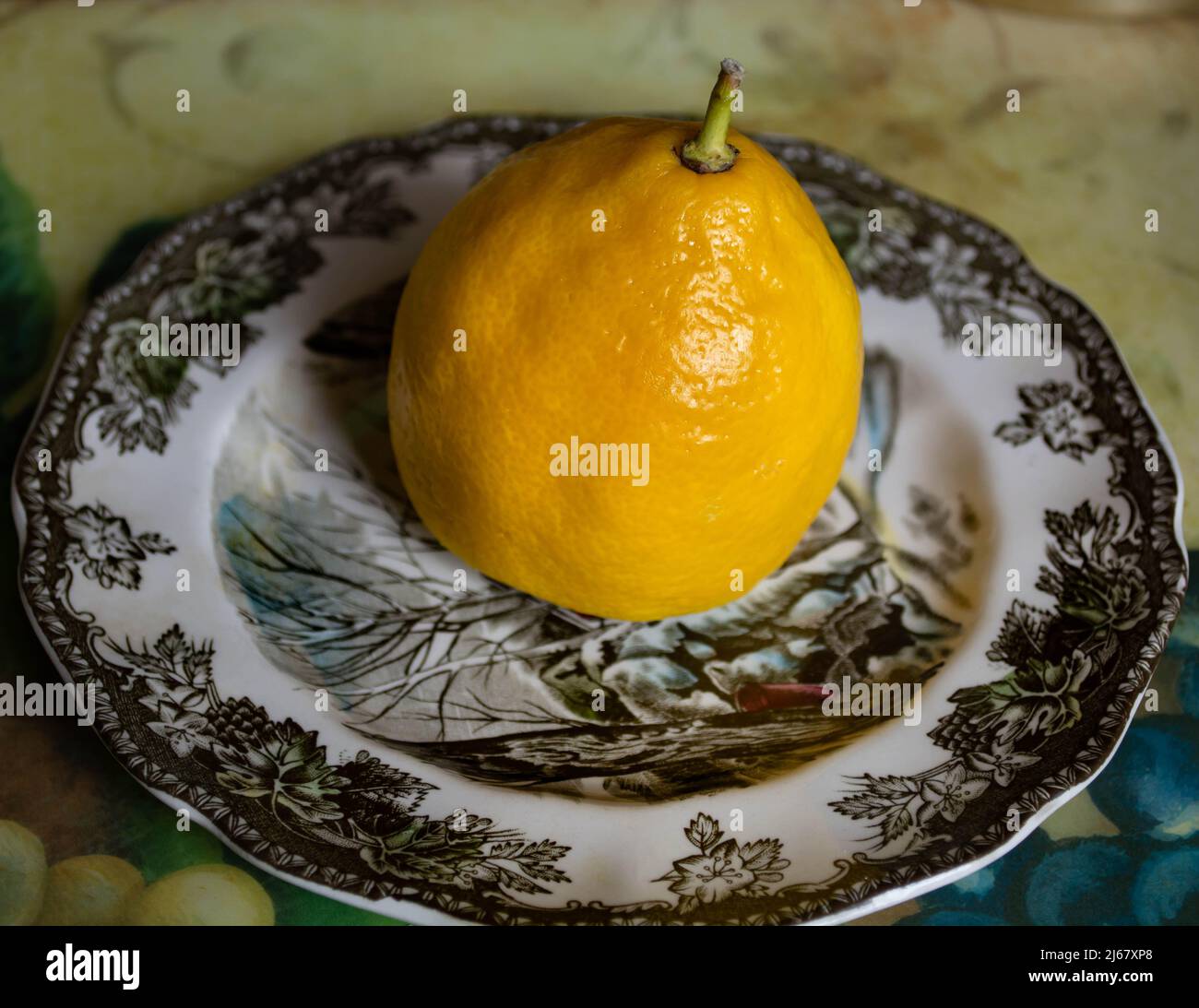 Lemon on the plate Stock Photo