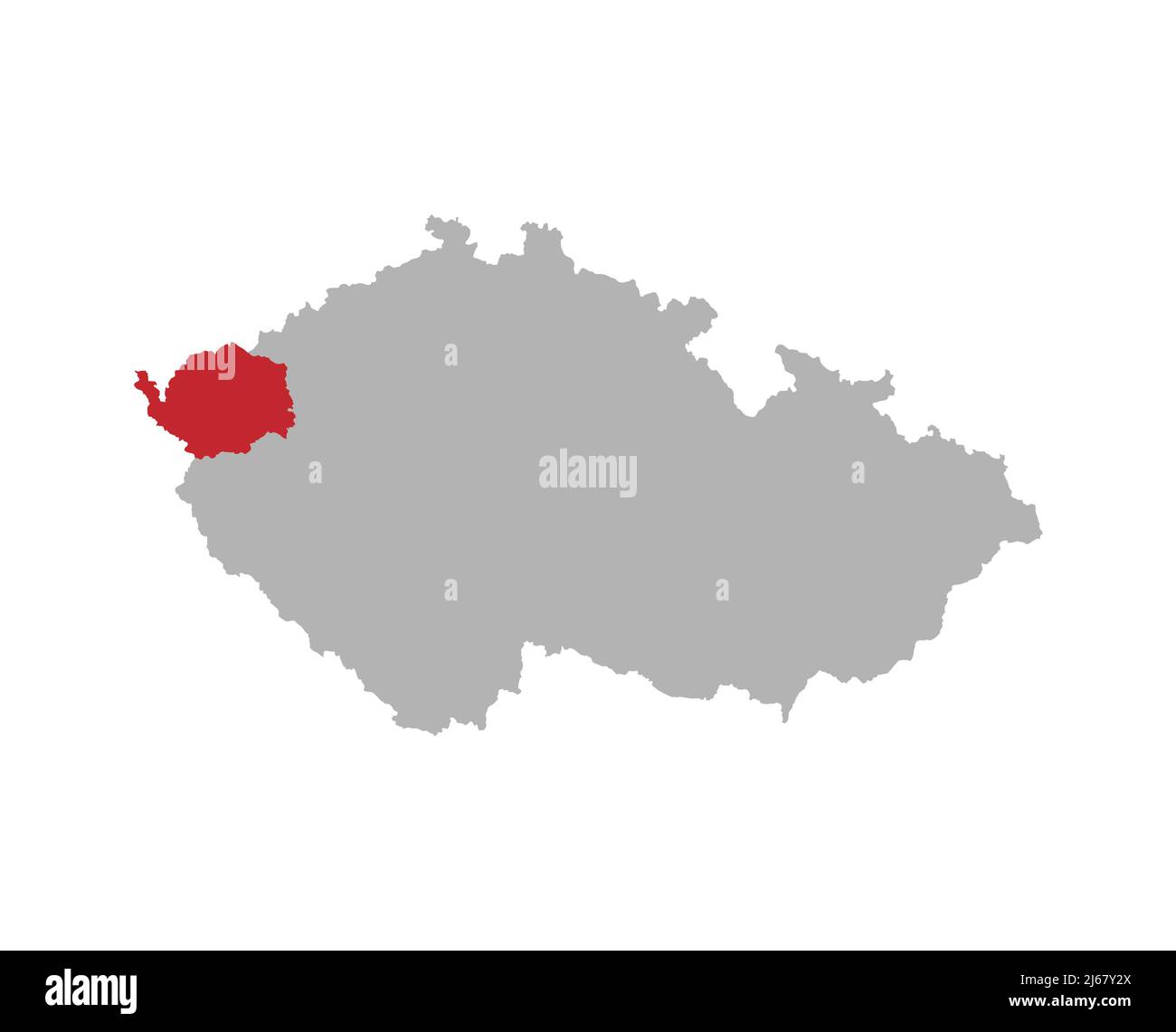 Czech map with Karlovy Vary region highlight Stock Vector