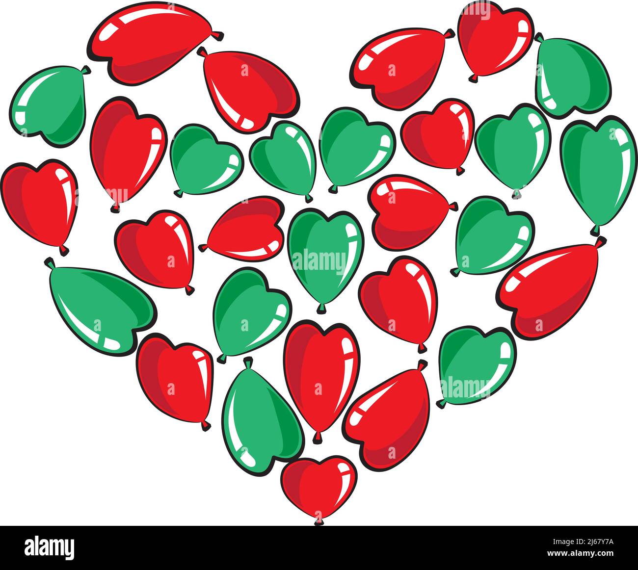 vector drawing heart shape balloons design background Stock Photo - Alamy