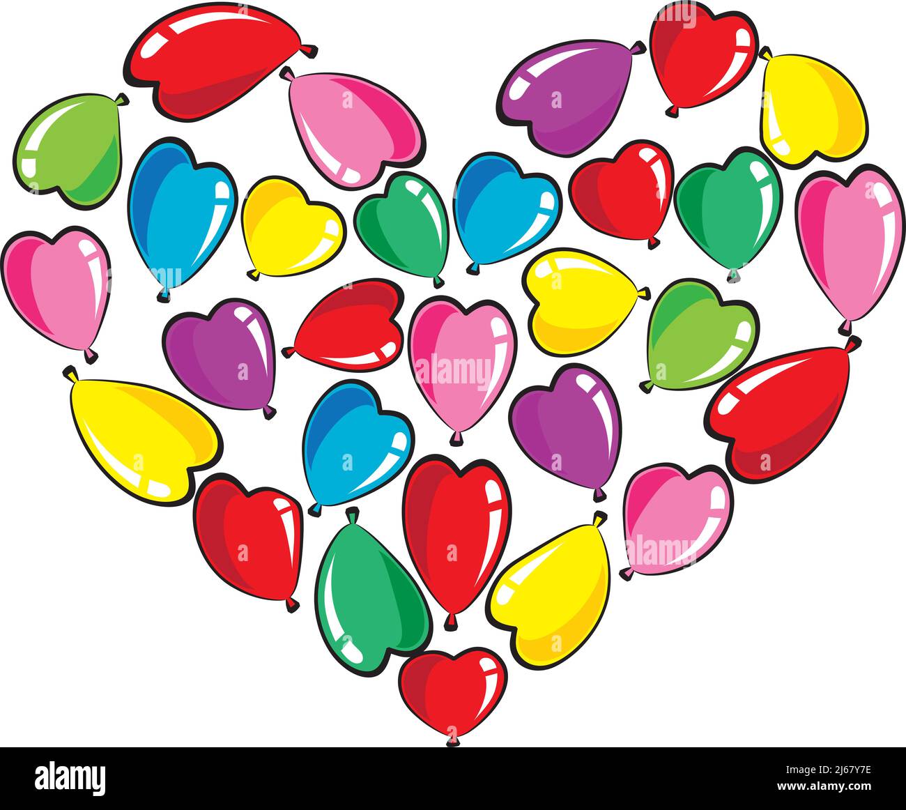 vector drawing heart shape balloons design background Stock Photo - Alamy