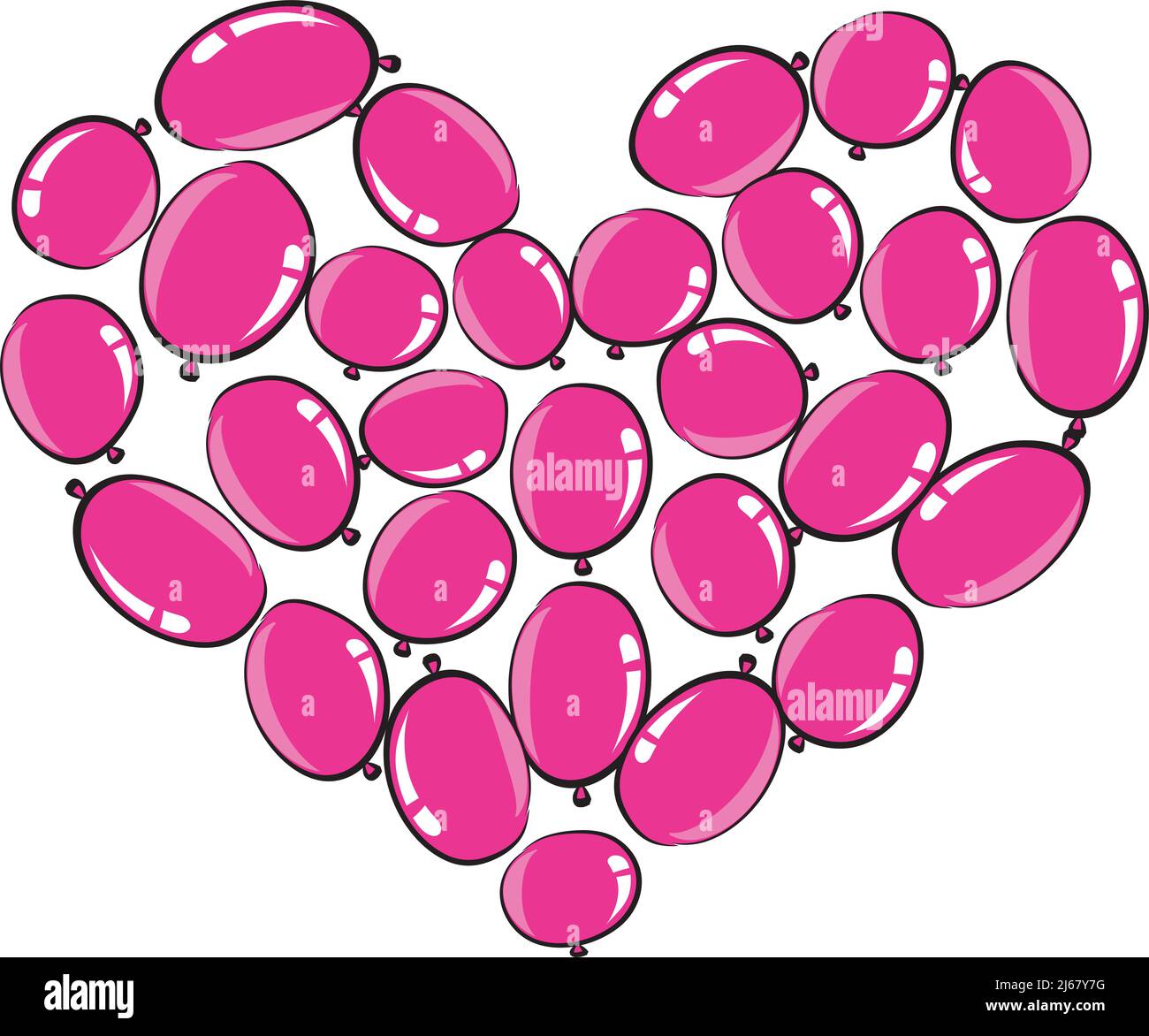 vector drawing heart shape balloons design background Stock Photo - Alamy