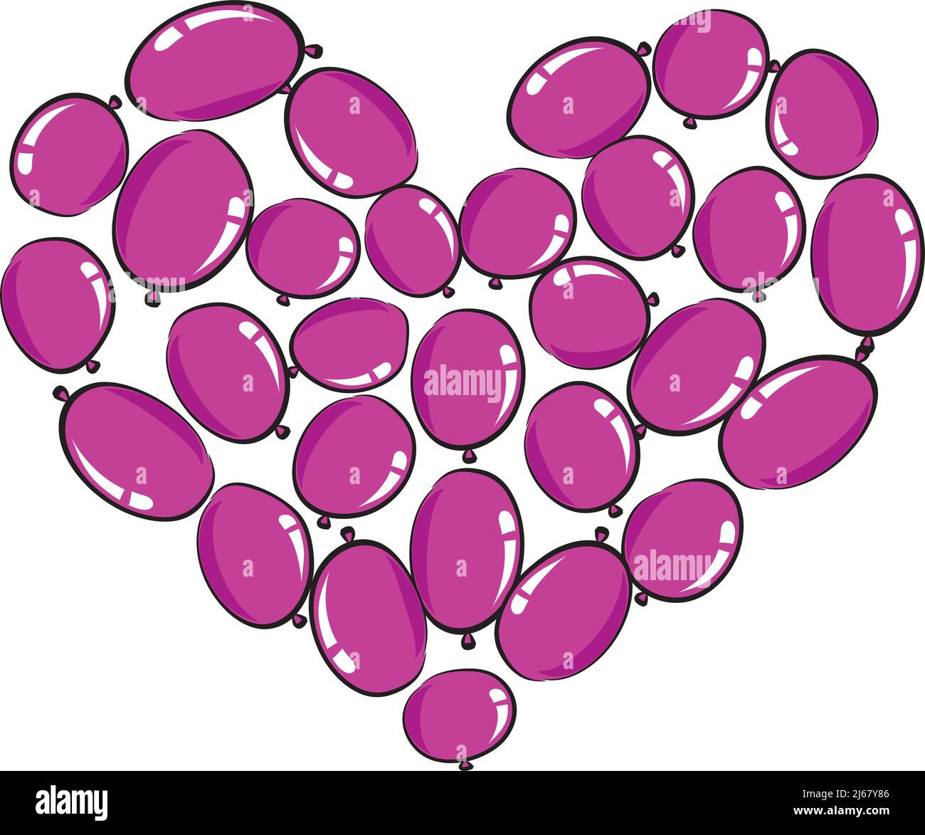 vector drawing heart shape balloons design background Stock Photo - Alamy