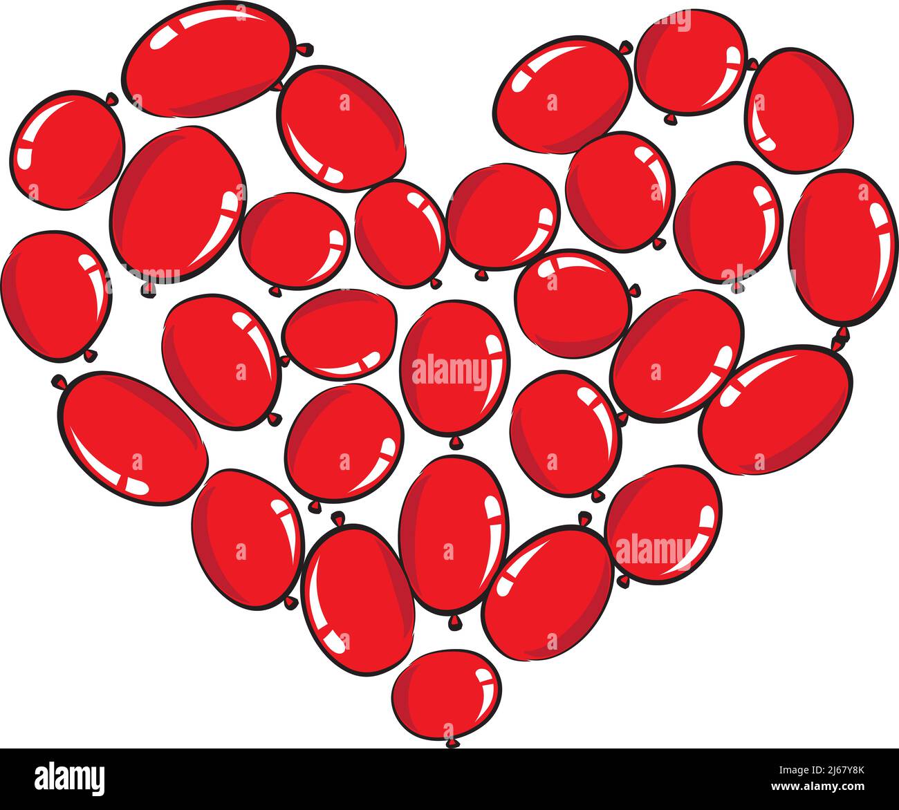 vector drawing heart shape balloons design background Stock Photo - Alamy