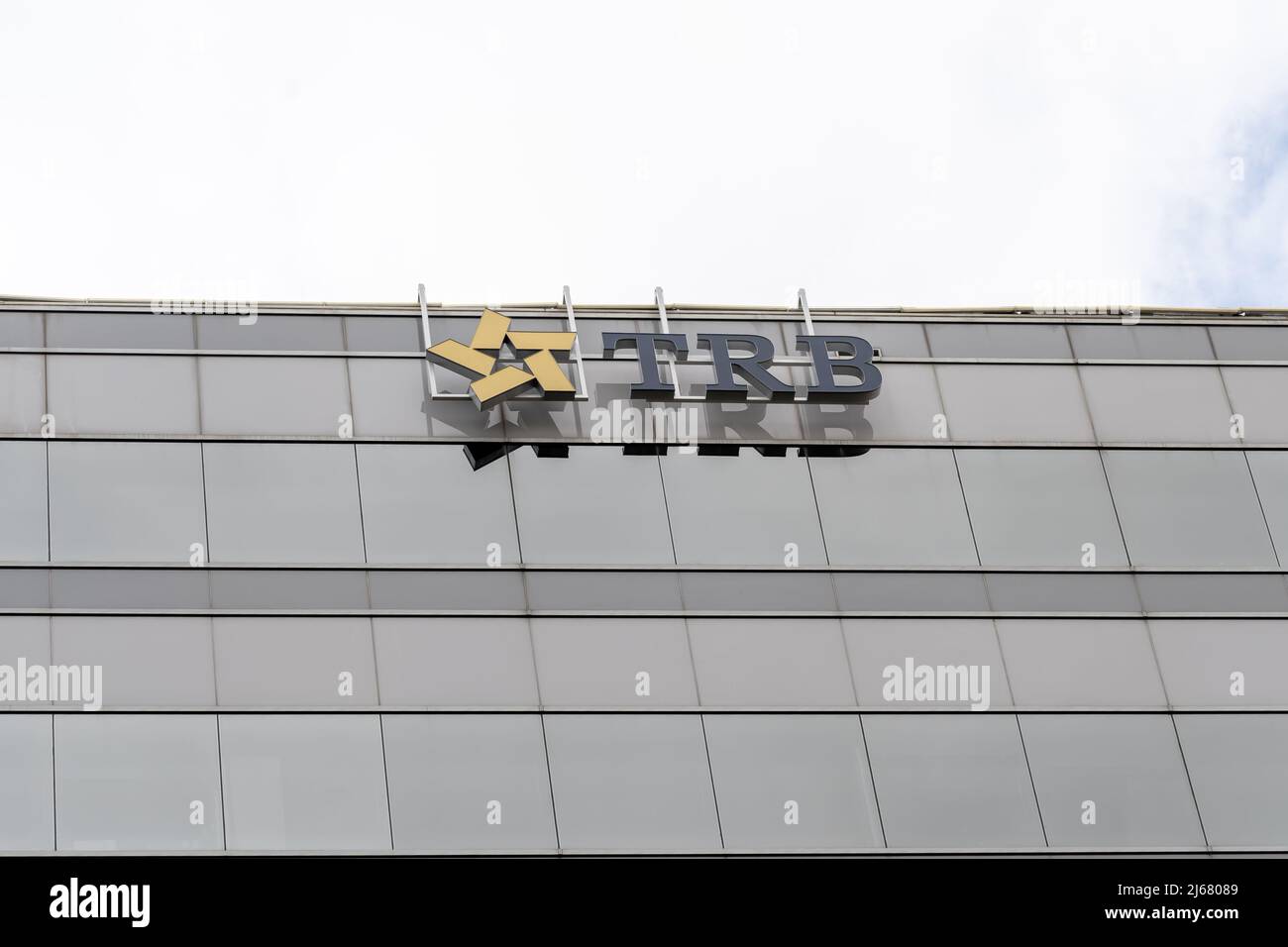 Houston, Texas, USA - March 6, 2022: TRB (Texas Regional Bank)’s sign on the building at its office in Houston, Texas, USA. T Stock Photo