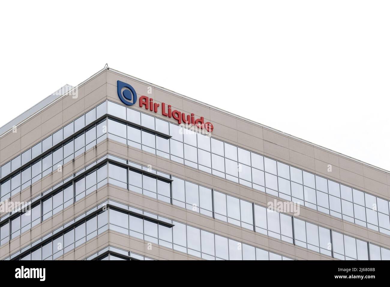 Houston, Texas, USA - March 6, 2022: Air Liquide’s sign on its office building in Houston, Texas, USA. Stock Photo