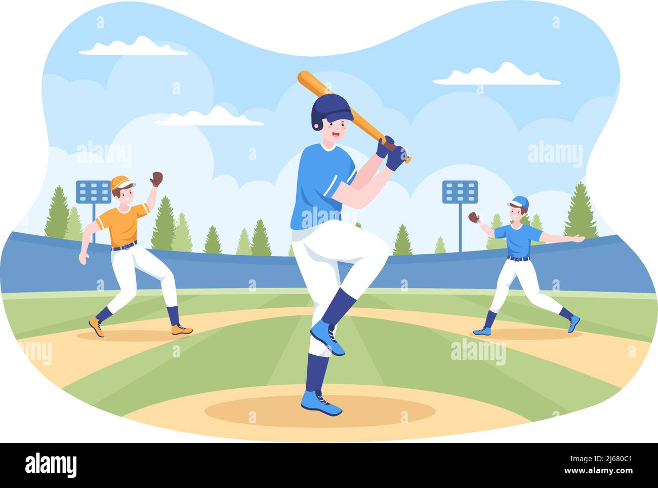 Vector Illustration of Kid Boy Baseball Player throwing the ball Stock  Vector