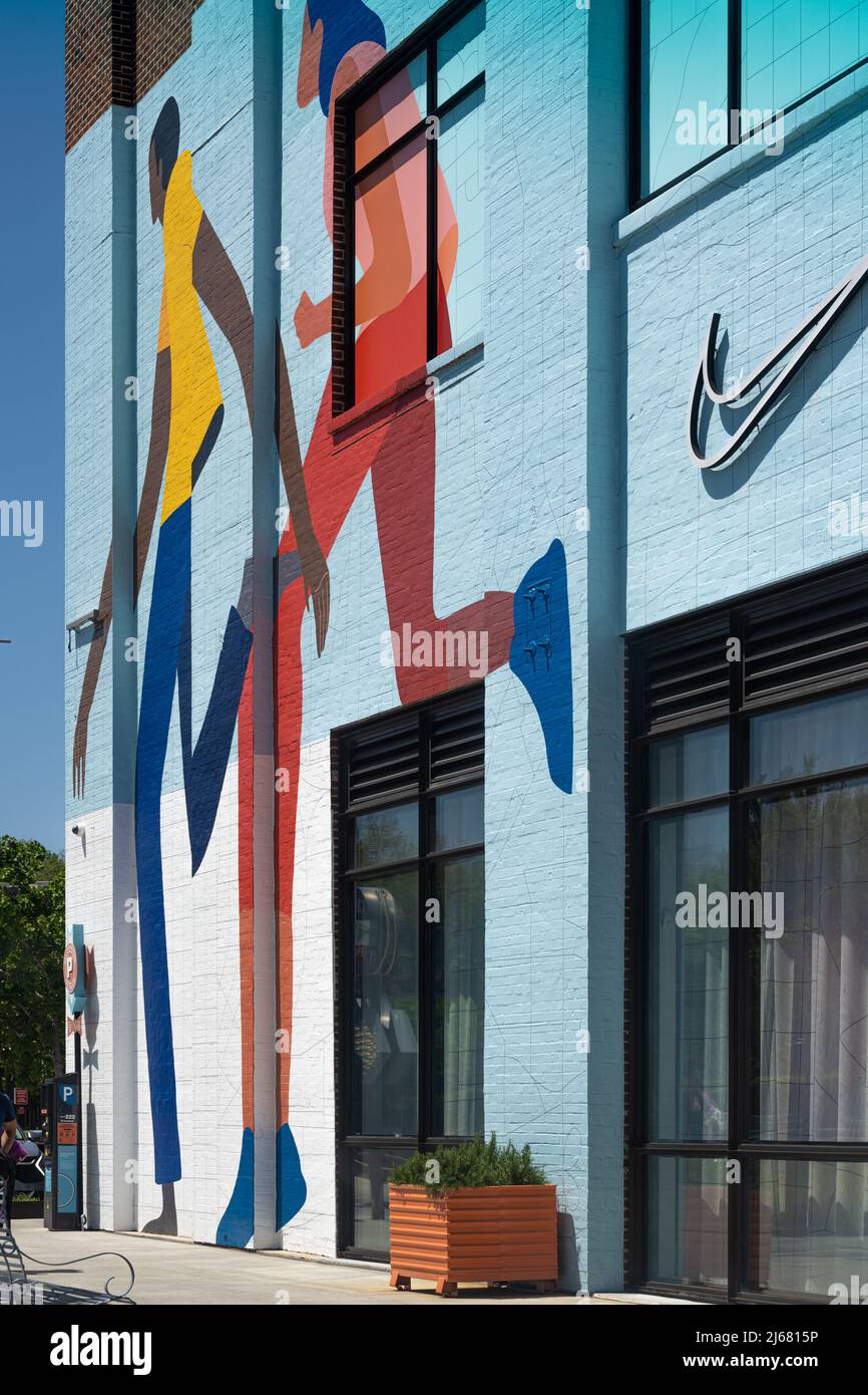 Nike by Ponce City Market, a Nike 'Live' small-format, digital-centric concept store selling Nike athletic footwear and apparel in Atlanta, GA. (USA) Stock Photo