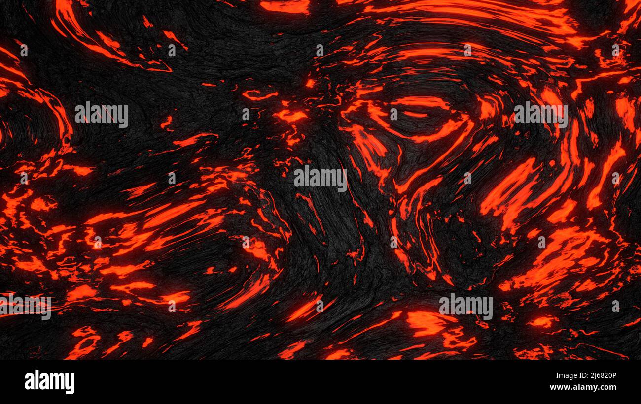 Ground hot lava. Abstract nature pattern- faded flame. 3D illustration of volcanic eruption lava Stock Photo