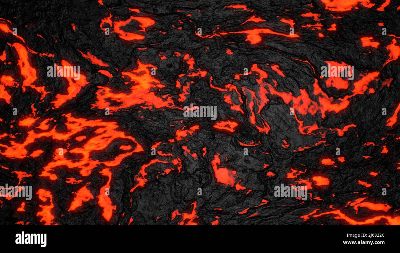 Ground hot lava. Abstract nature pattern- faded flame. 3D illustration of volcanic eruption lava Stock Photo