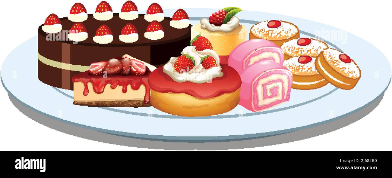 Sweet bakery dessert with strawberry illustration Stock Vector Image