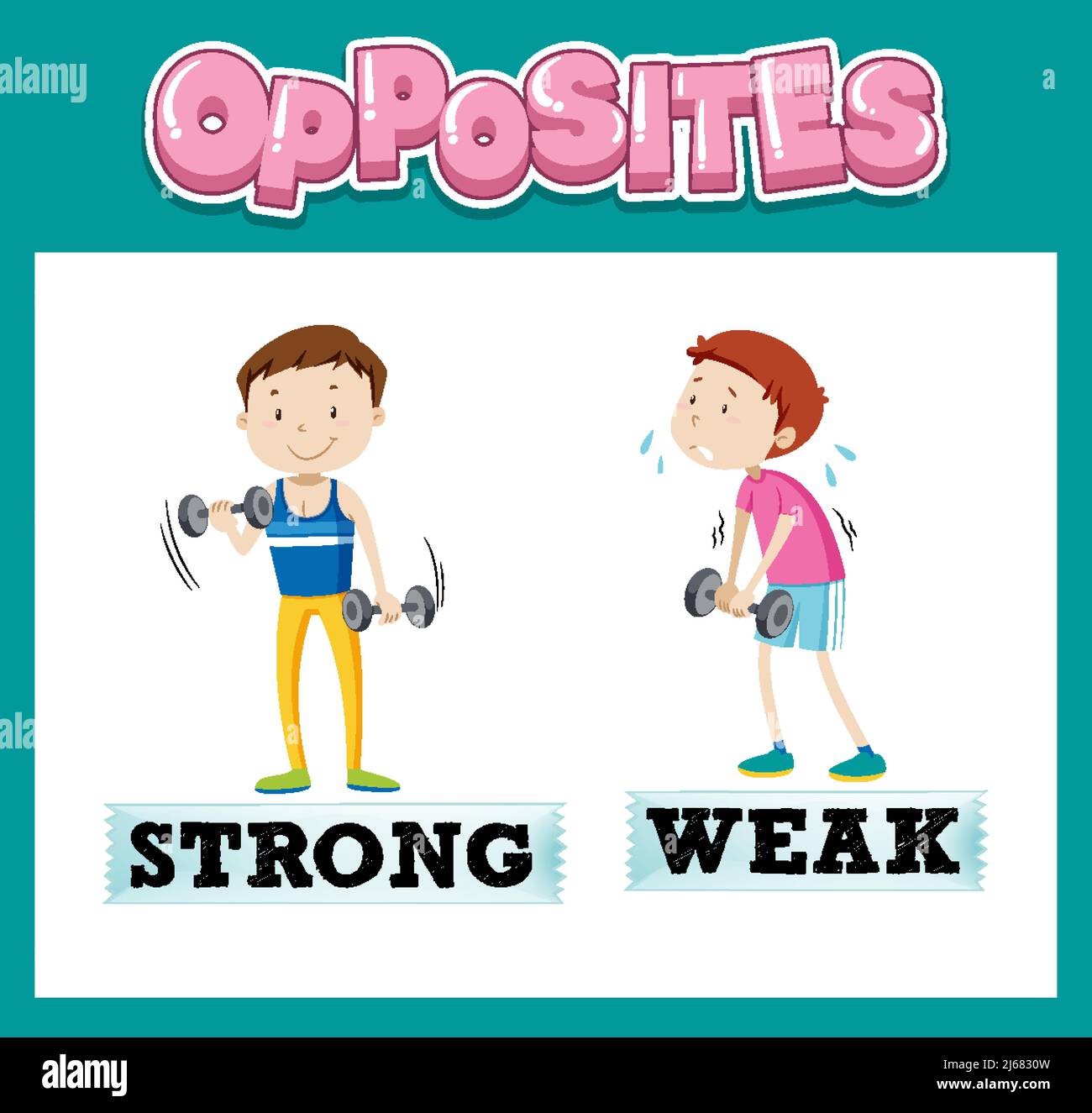 Opposite adjective with strong and weak Stock Vector