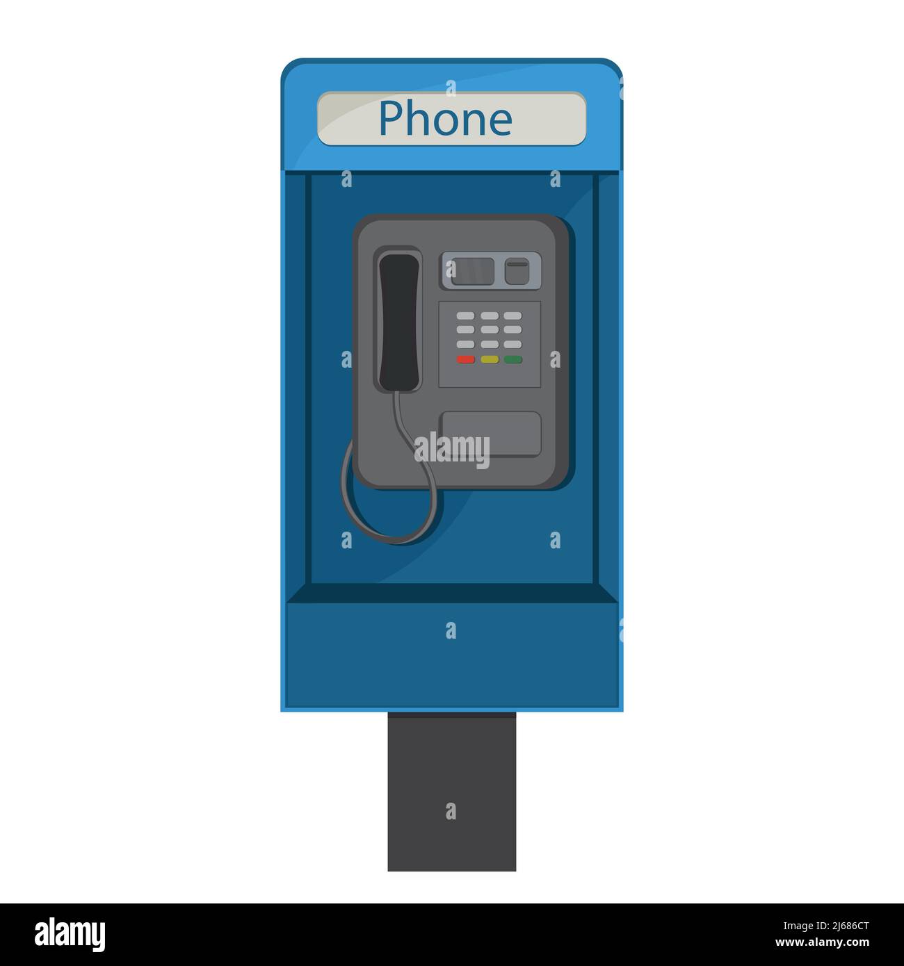 blue telephone booth, color vector isolated cartoon-style illustration. Stock Vector