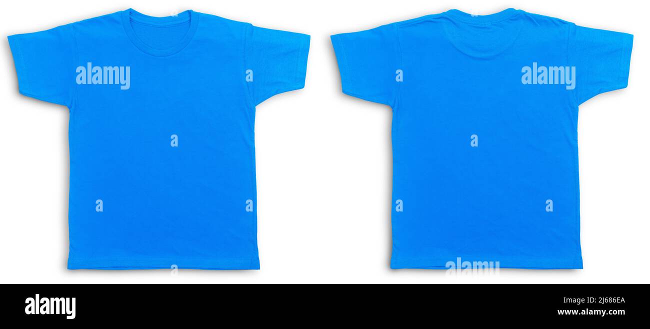 Blank colored tshirt with front and back view isolated over white