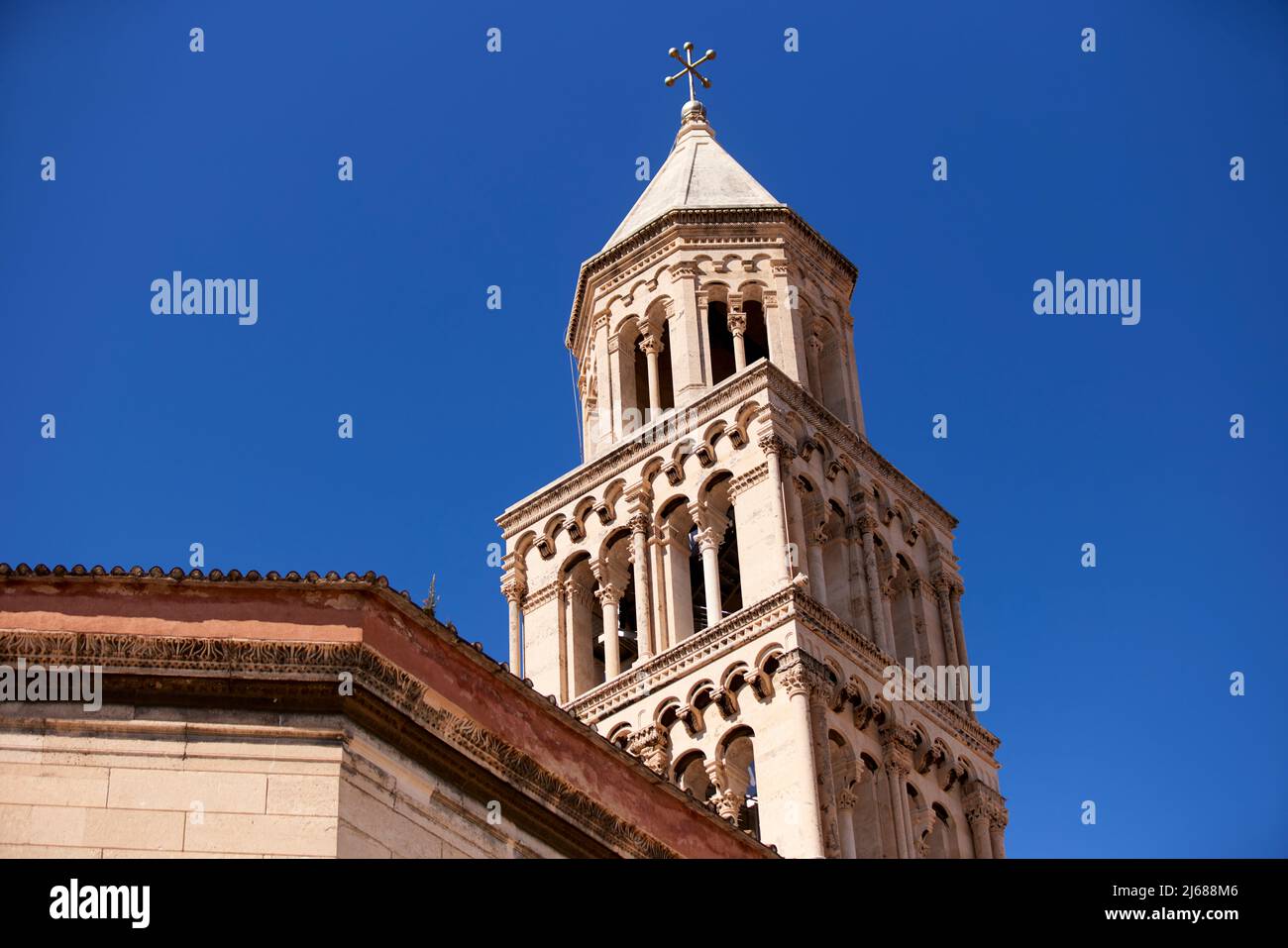 The city of Split in Croatia in the region of Dalmatia, landmark Saint Domnius Cathedral tower Stock Photo