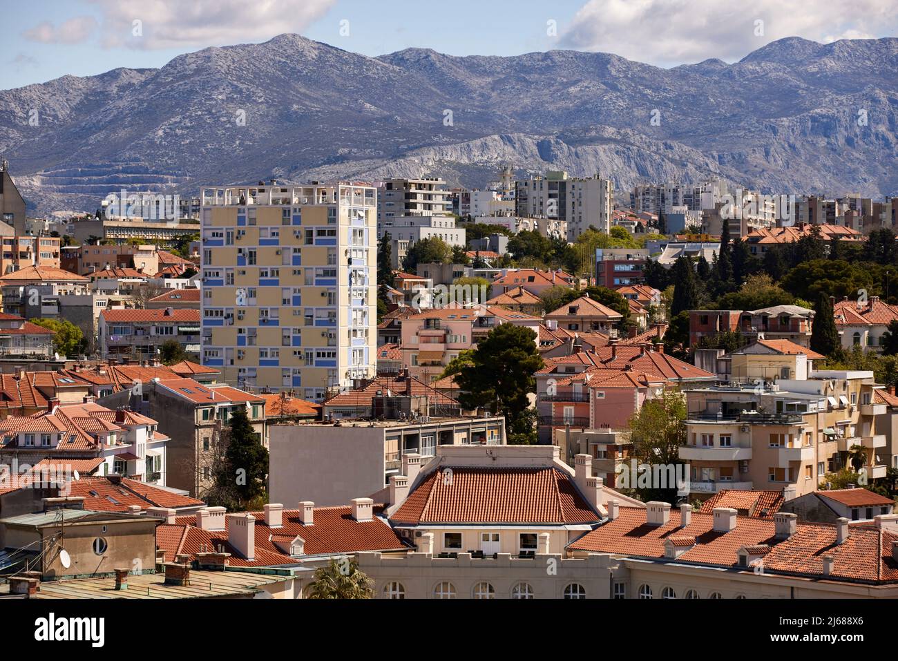 The city of Split in Croatia in the region of Dalmatia view across the ...