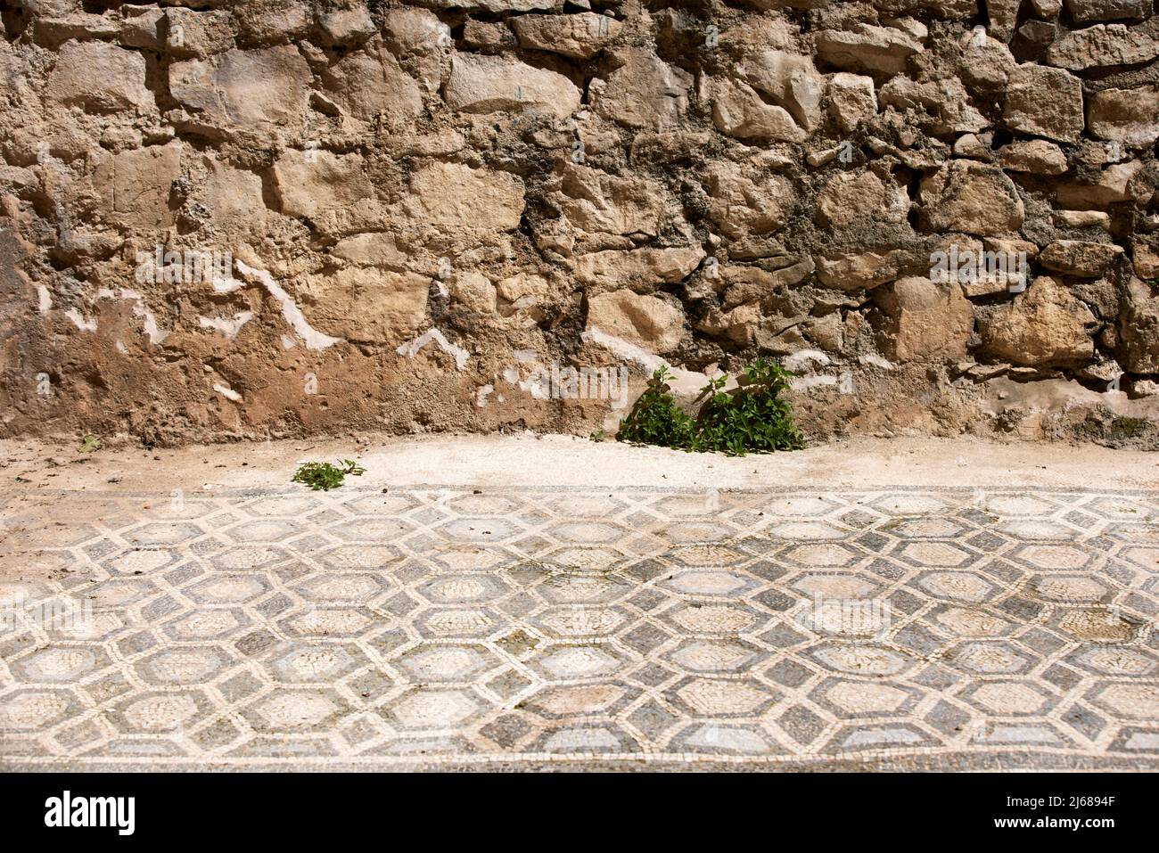 The city of Split in Croatia in the region of Dalmatia Roman-era mosaic tile floor of Diocletian's Palace Stock Photo
