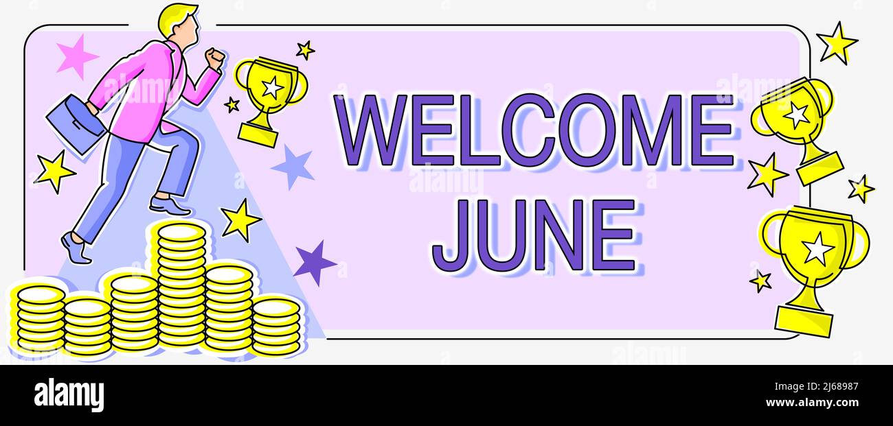 Handwriting text June. Word Written on Calendar Sixth Month