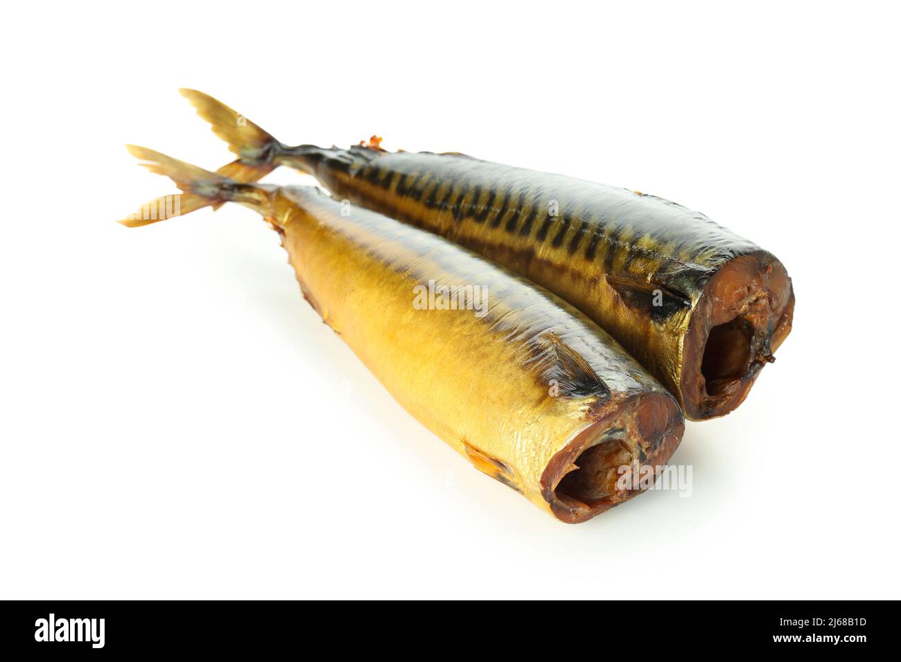 Tasty smoked mackerel isolated on white background Stock Photo