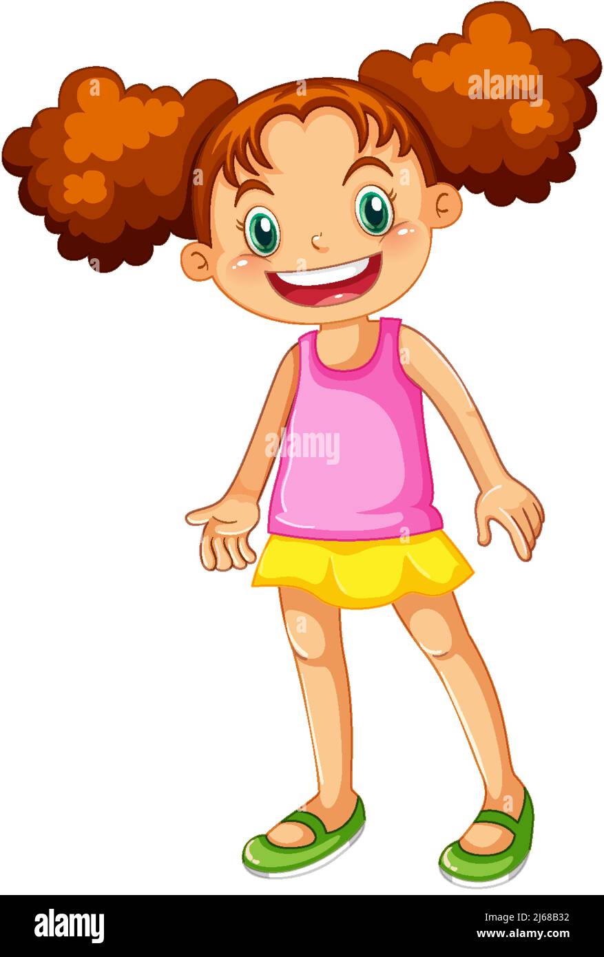 Cute happy girl cartoon character illustration Stock Vector Image & Art ...