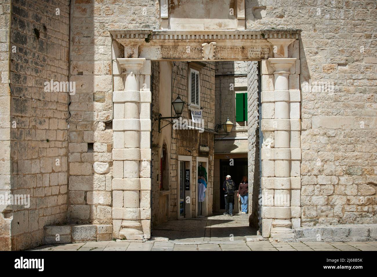 Trogir in Croatia central Adriatic coast, old town gates Stock Photo