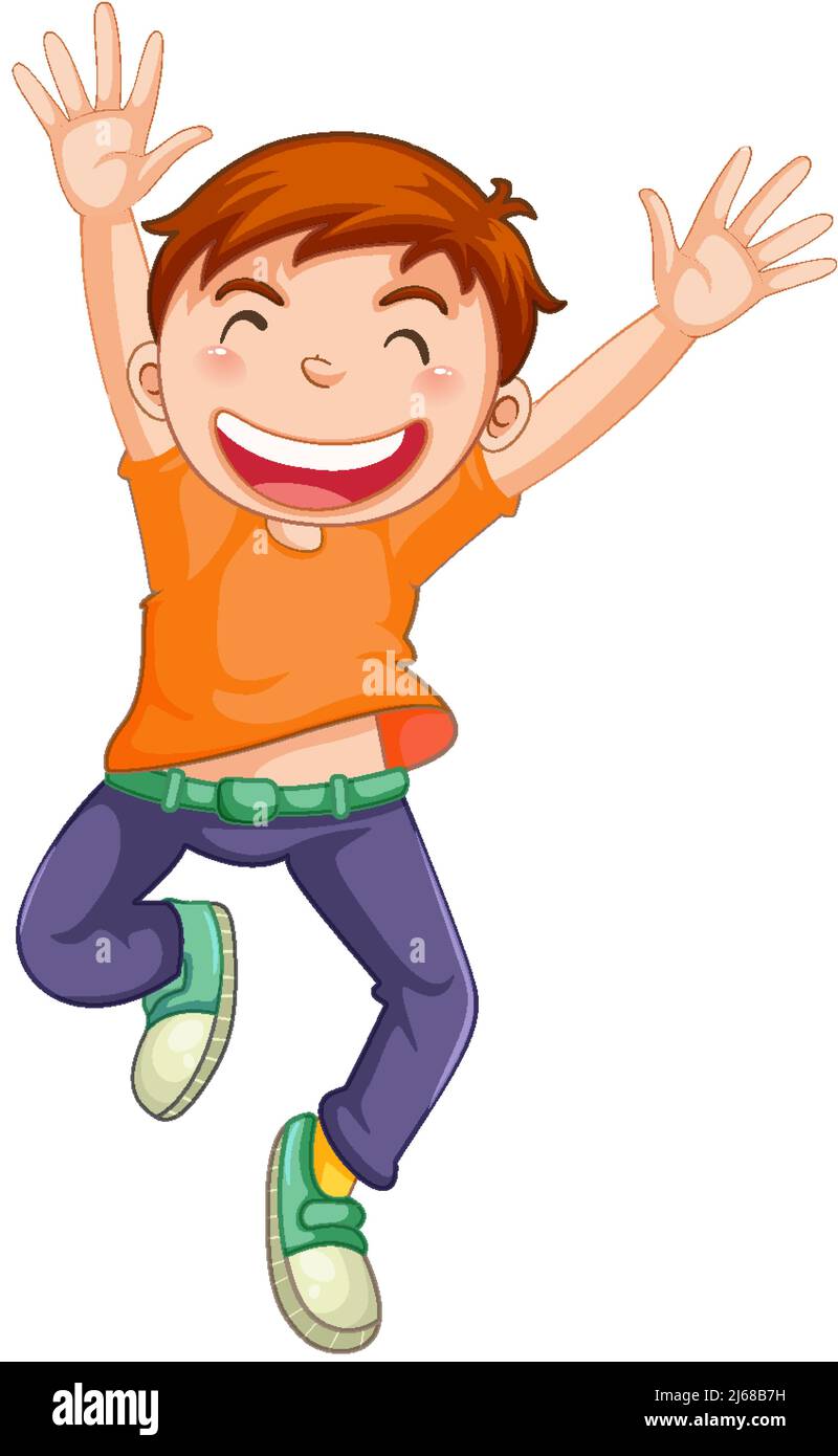 Happy boy jumping cartoon character illustration Stock Vector Image ...