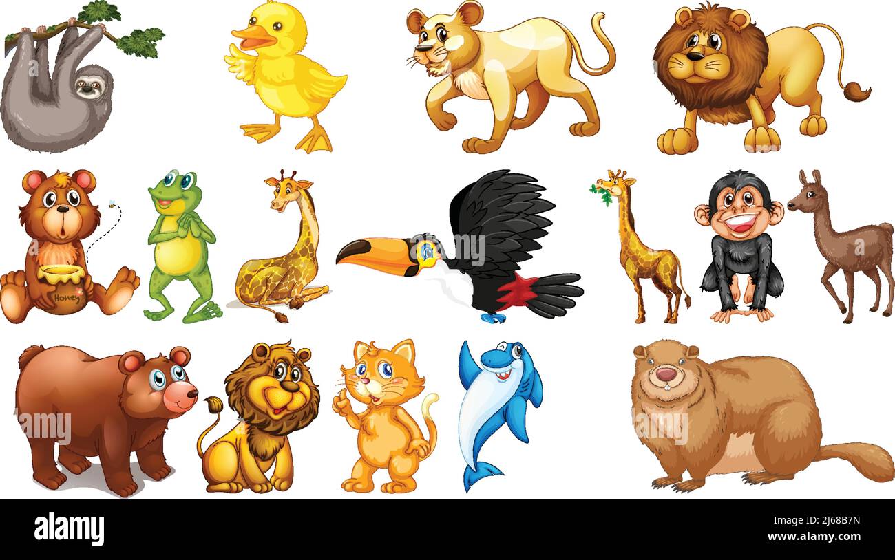 Wild animals on white background illustration Stock Vector Image & Art ...