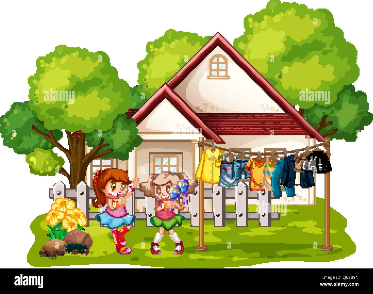 House scene with many kids illustration Stock Vector Image & Art - Alamy