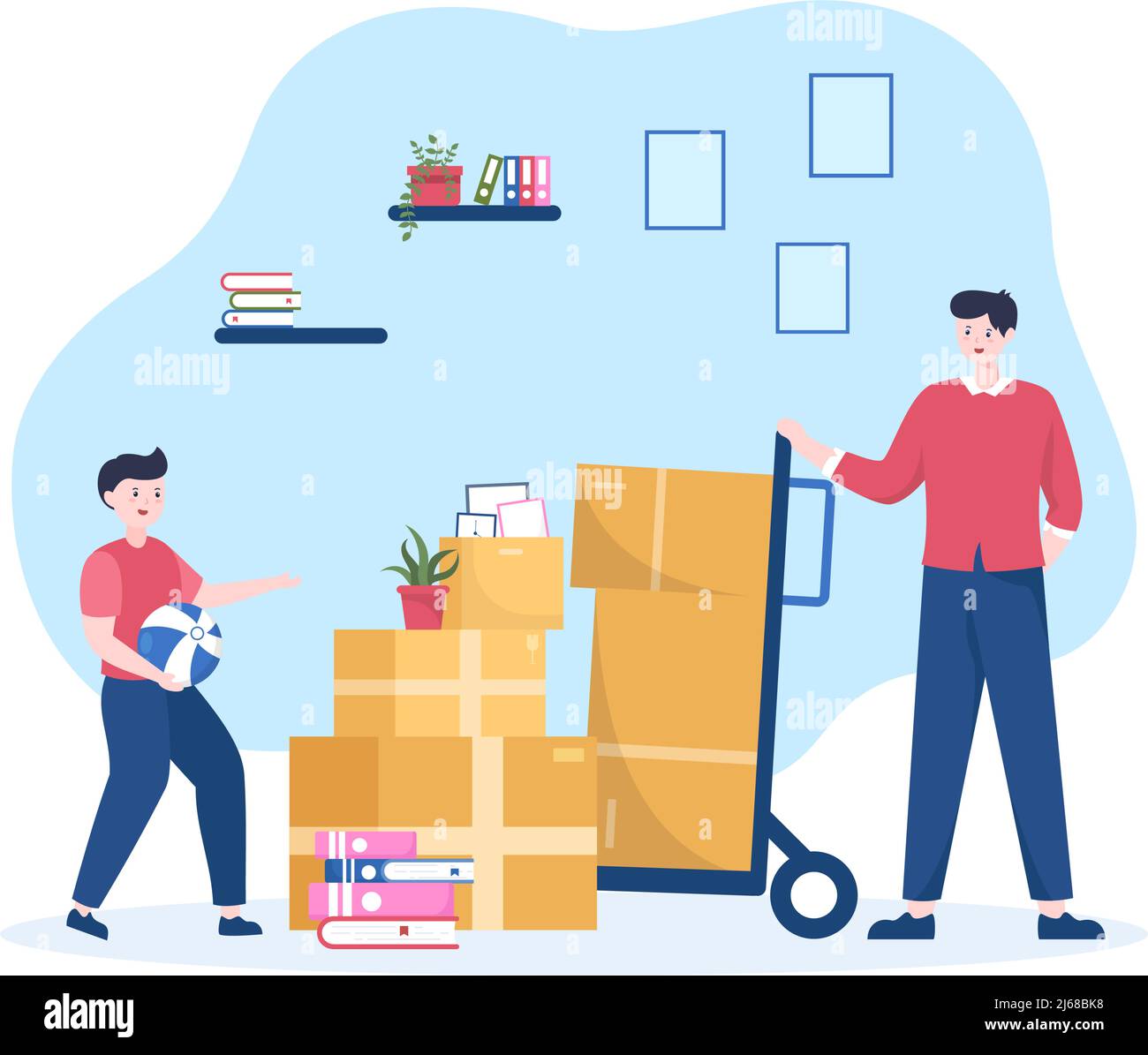 Home Relocation or People Moving with Cardboard Packaging Boxes or Pack