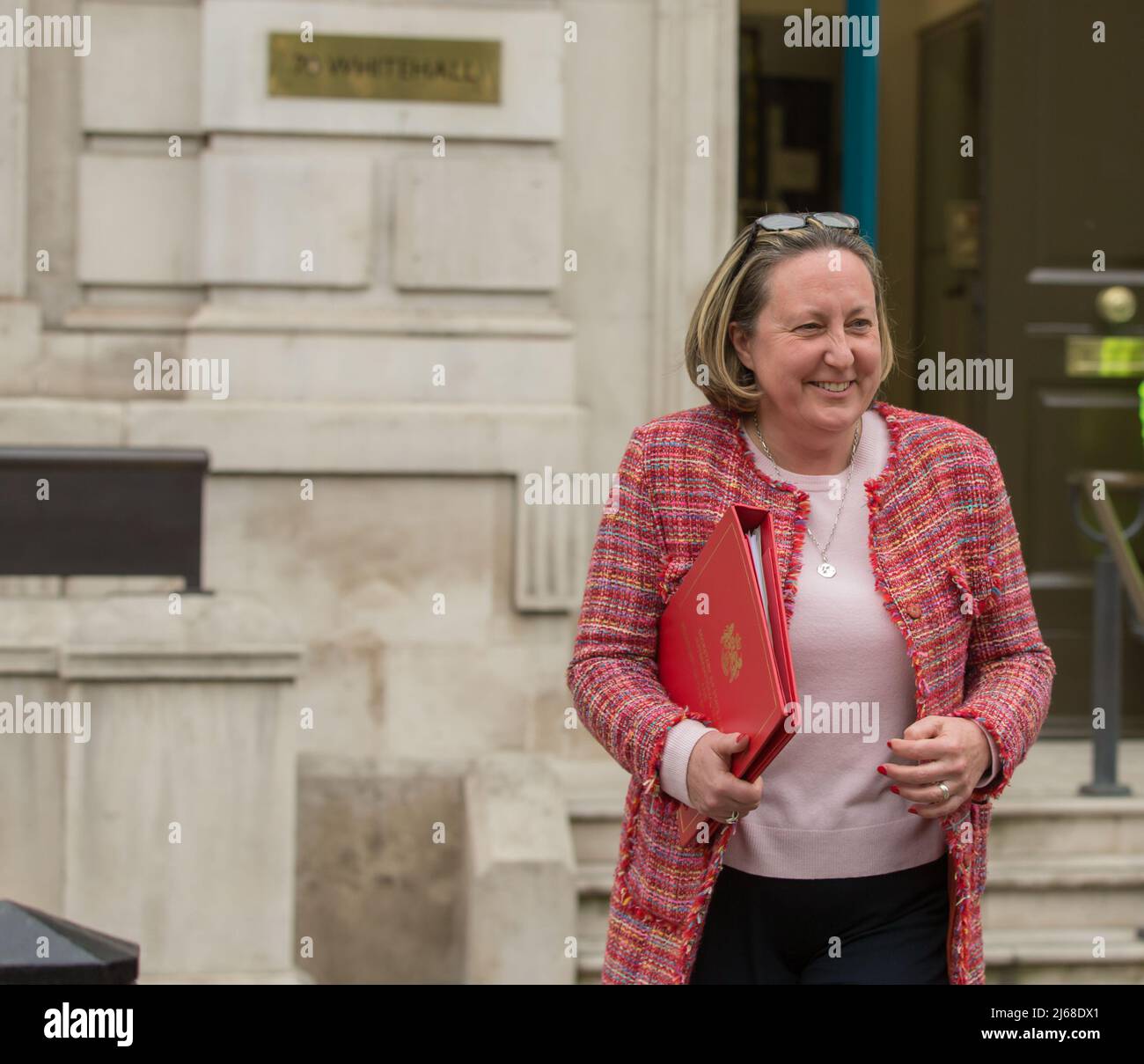 London uk 28th April 2022 Anne-Marie Trevelyan, International Trade Secretary, leaves  cabinet office Whitehall Stock Photo