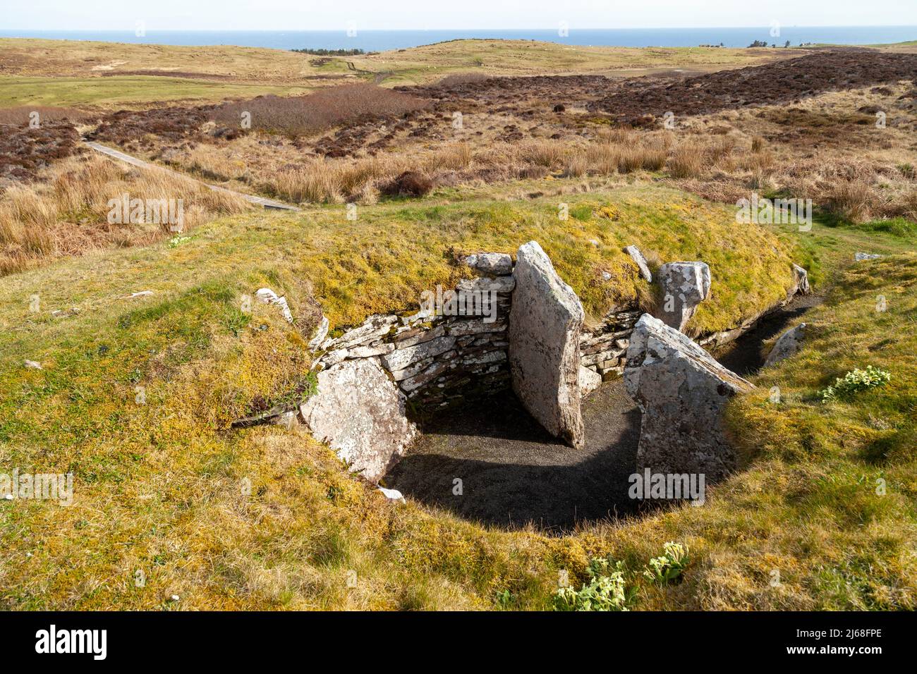 The Cairn of Get 5000 year prehistoric tomb burial chambered cairn. Whaligoe, Caithness, Scotland Stock Photo