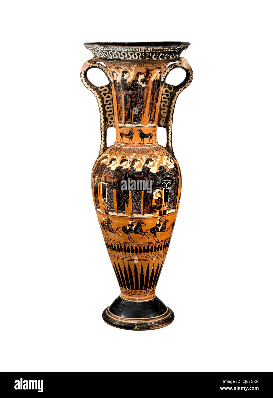 terracotta Loutrophoros ( ceremonial vase for water ) - end of the 6th century BC Stock Photo