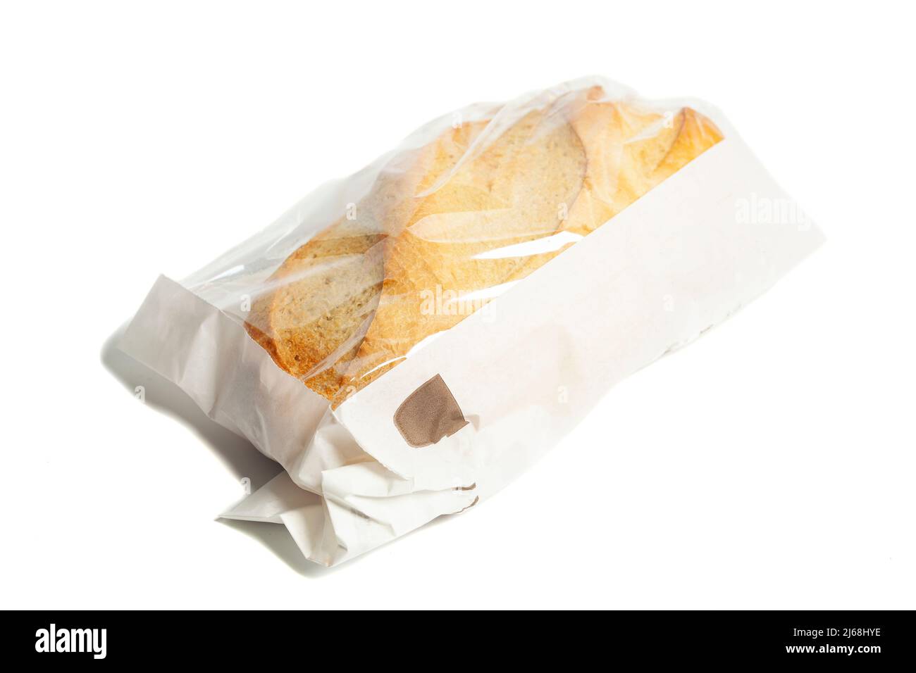 White bread in a paper bag isolated on white background Stock Photo - Alamy