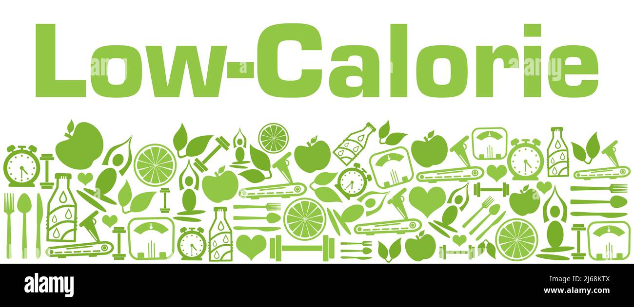Low Calorie Green Health Symbols Bottom Text Stock Photo