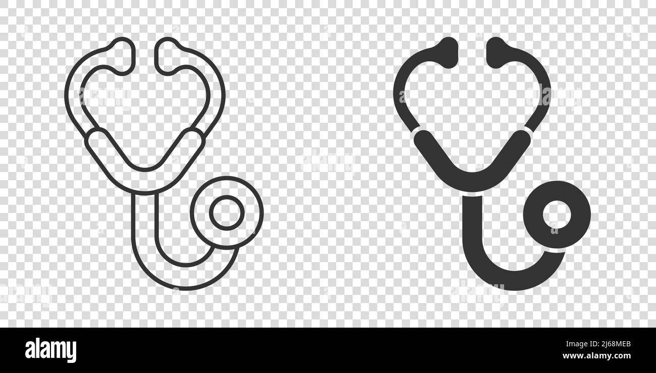 Stethoscope icon in flat style. Heart diagnostic vector illustration on