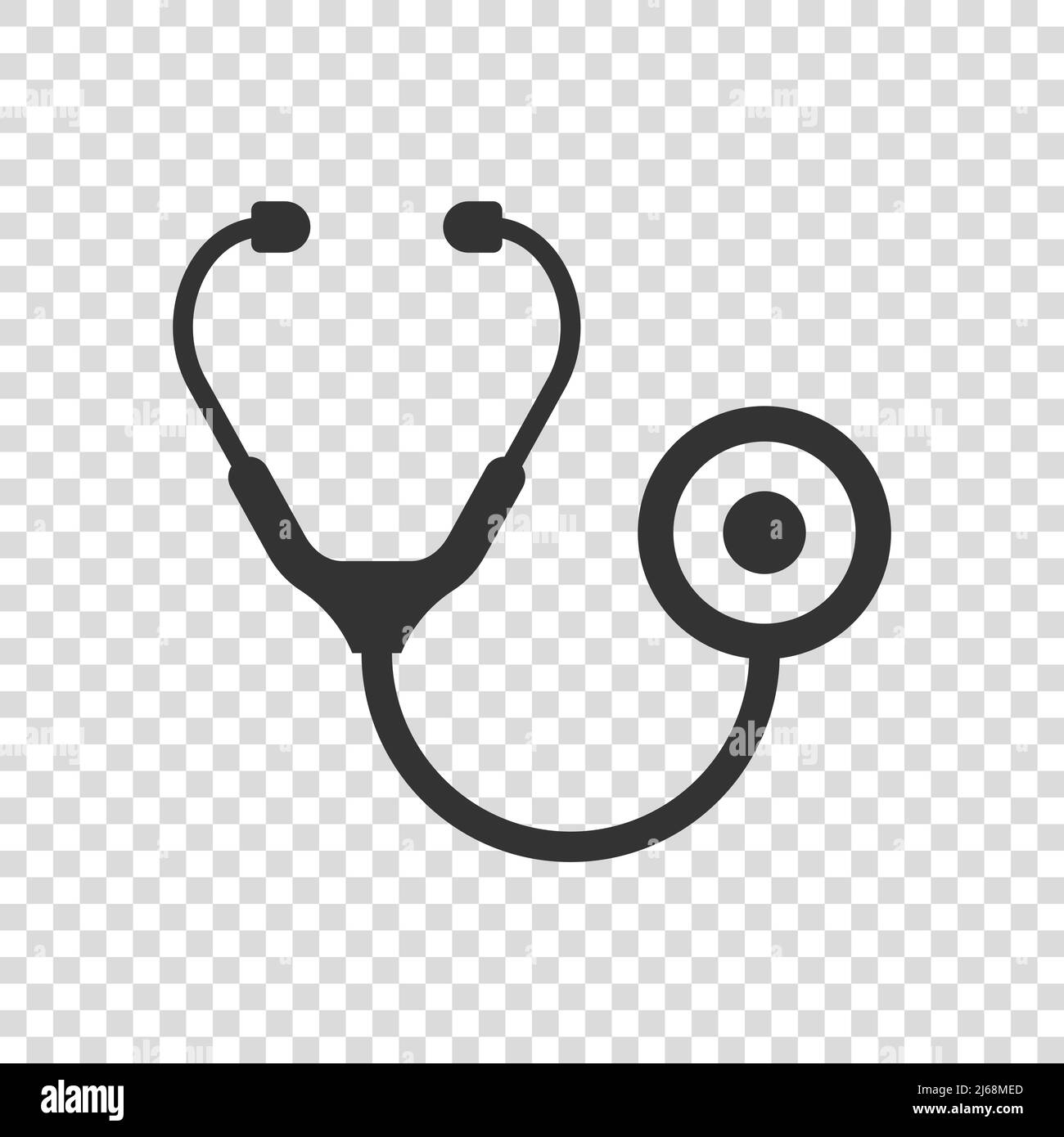 Stethoscope icon in flat style. Heart diagnostic vector illustration on ...