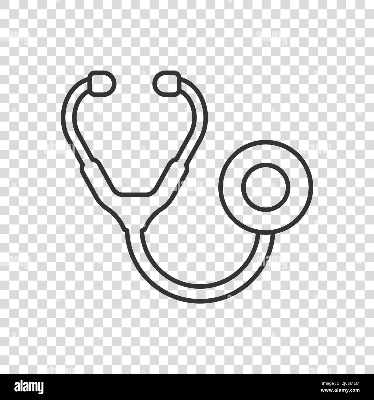 Stethoscope icon in flat style. Heart diagnostic vector illustration on ...