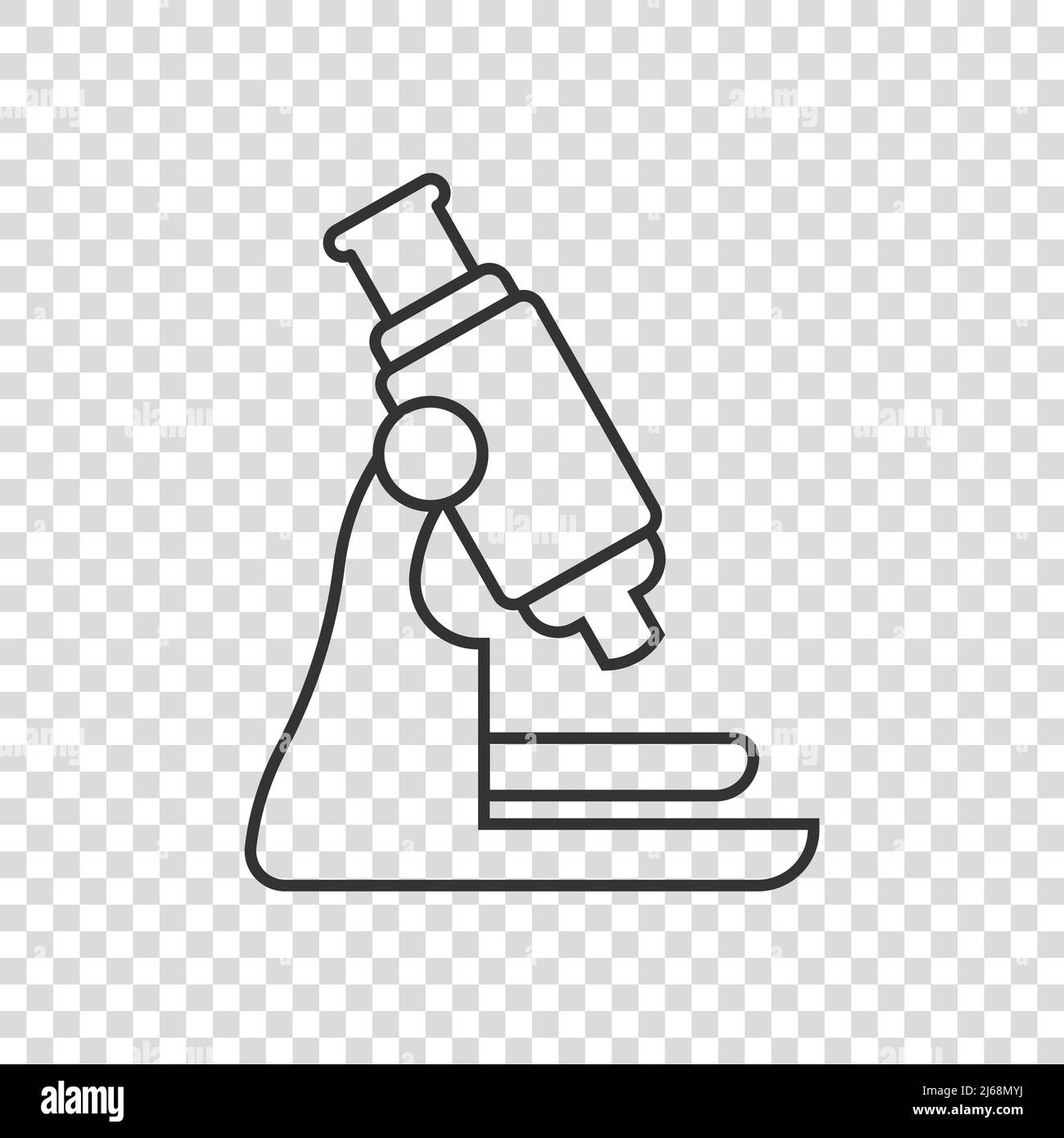 Microscope icon in flat style. Laboratory magnifier vector illustration on isolated background. Biology instrument sign business concept. Stock Vector