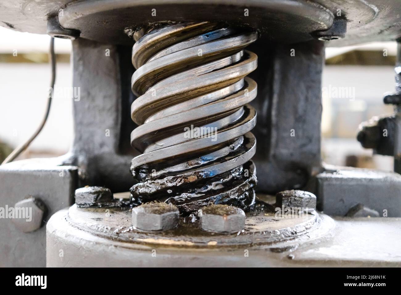 Spindle of a manual operated industry press Stock Photo Alamy